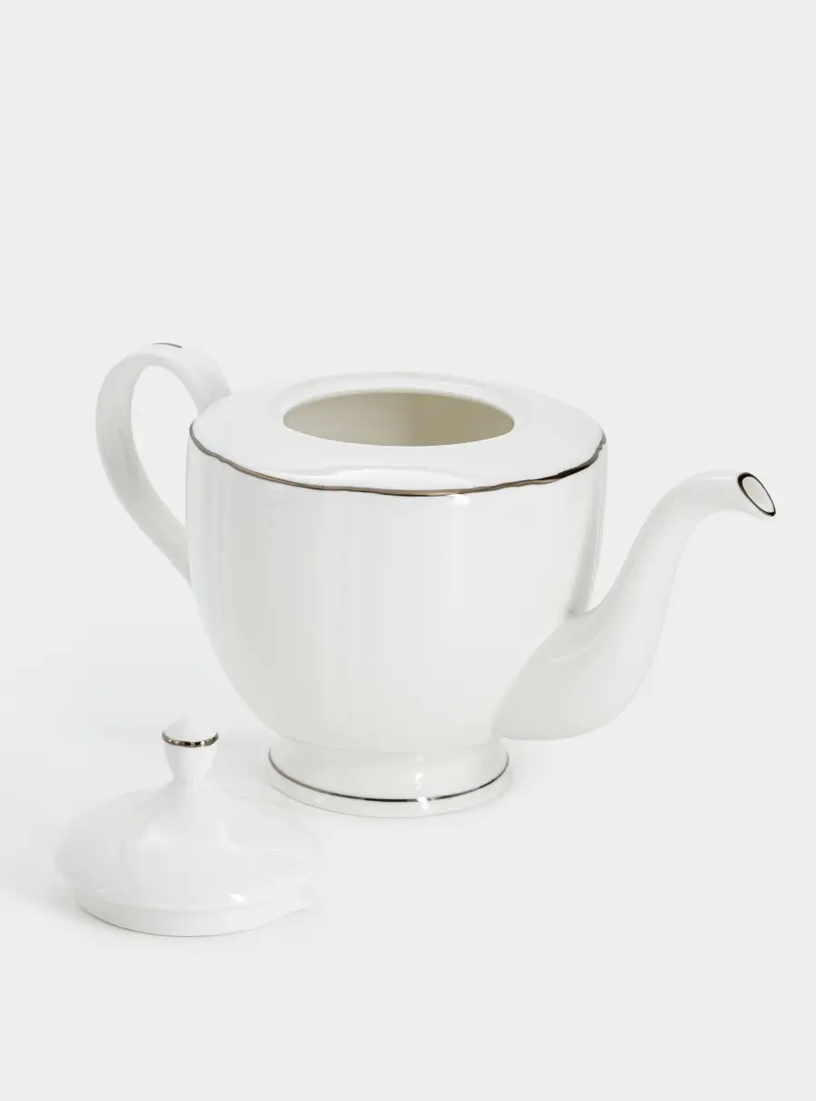 Чайник заварочный, 1,1 л, фарфор F, белый, с серебристым кантом, Lotus silver ,image-4