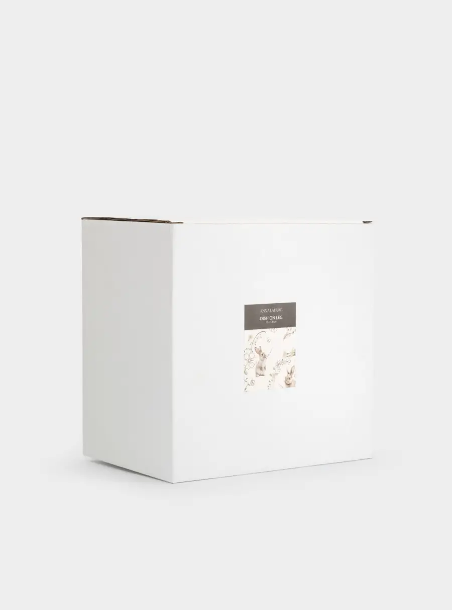 Блюдо на ножке, 19х12 см, керамика, молочно-золотистое, Кролик с бантом, White Rabbit, image-6