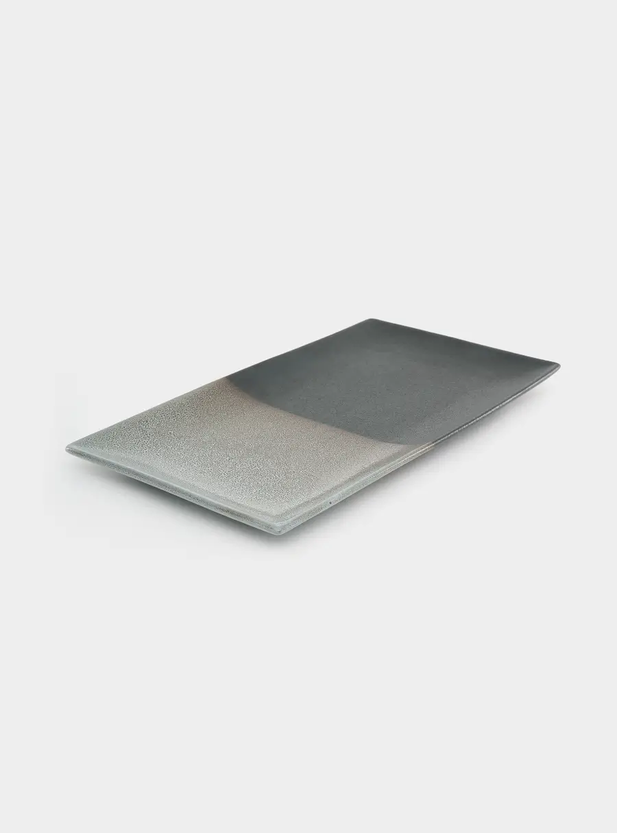 Блюдо, 34,5х19,5 см, фарфор P, черно-серое, в крапинку, прямоугольное, Umi ,image-2