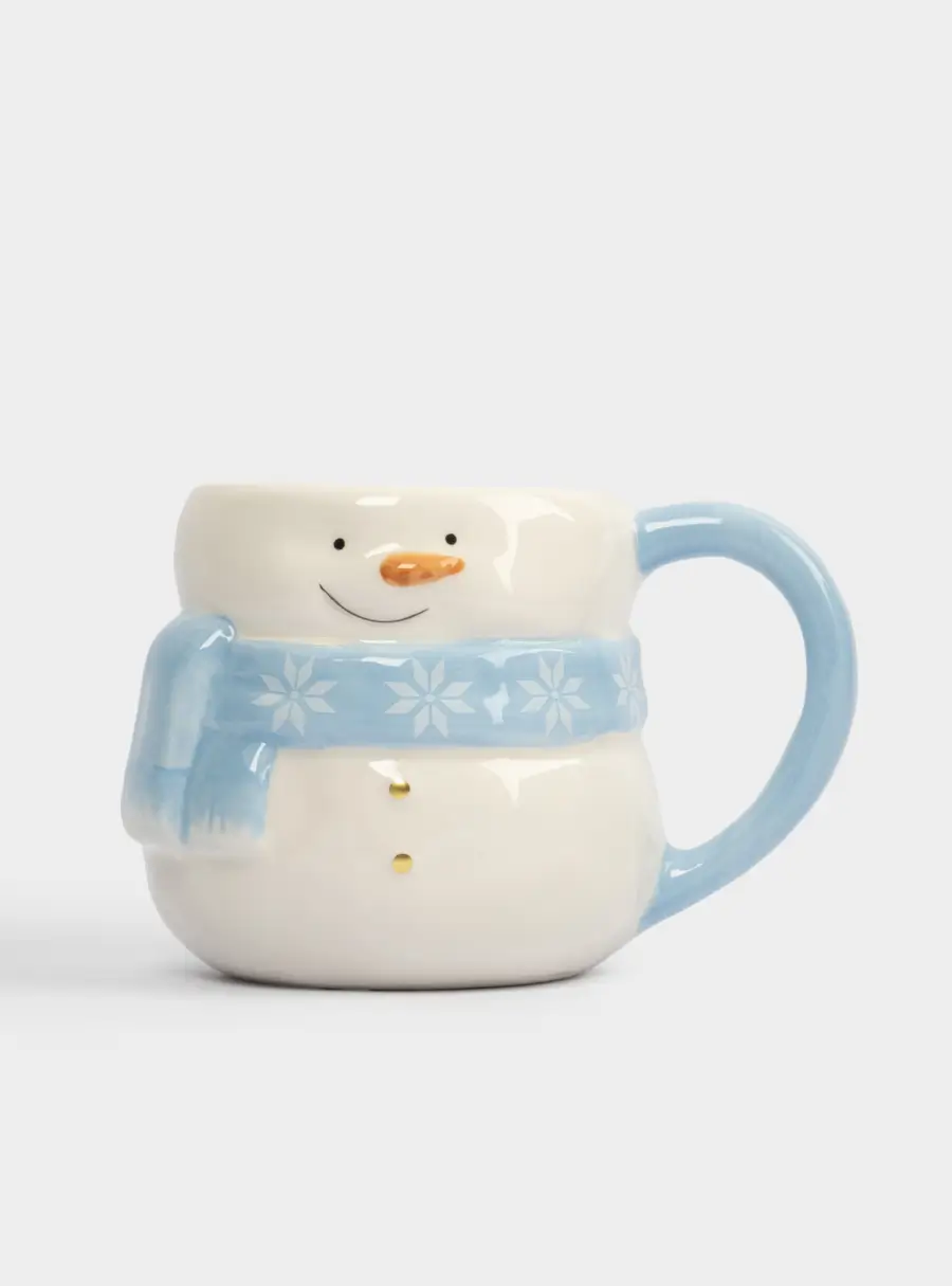 Кружка, 450 мл, керамика, бело-голубая, Снеговик в шарфе, Snowman ,image-4