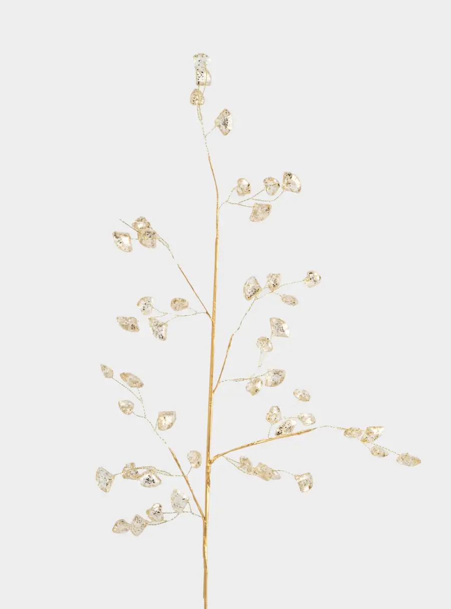 Ветка декоративная, 62 см, пластик/металл, золотистая, Кристаллы, Interior gold, image-1