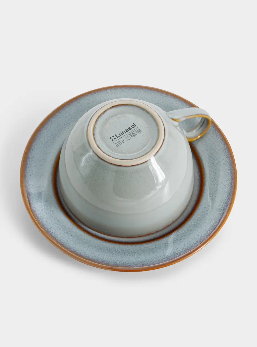 Пара чайная, 1 перс, 2 пр, 220 мл, керамика, серо-бежевая, с коричневым кантом, Mandala ,image-3