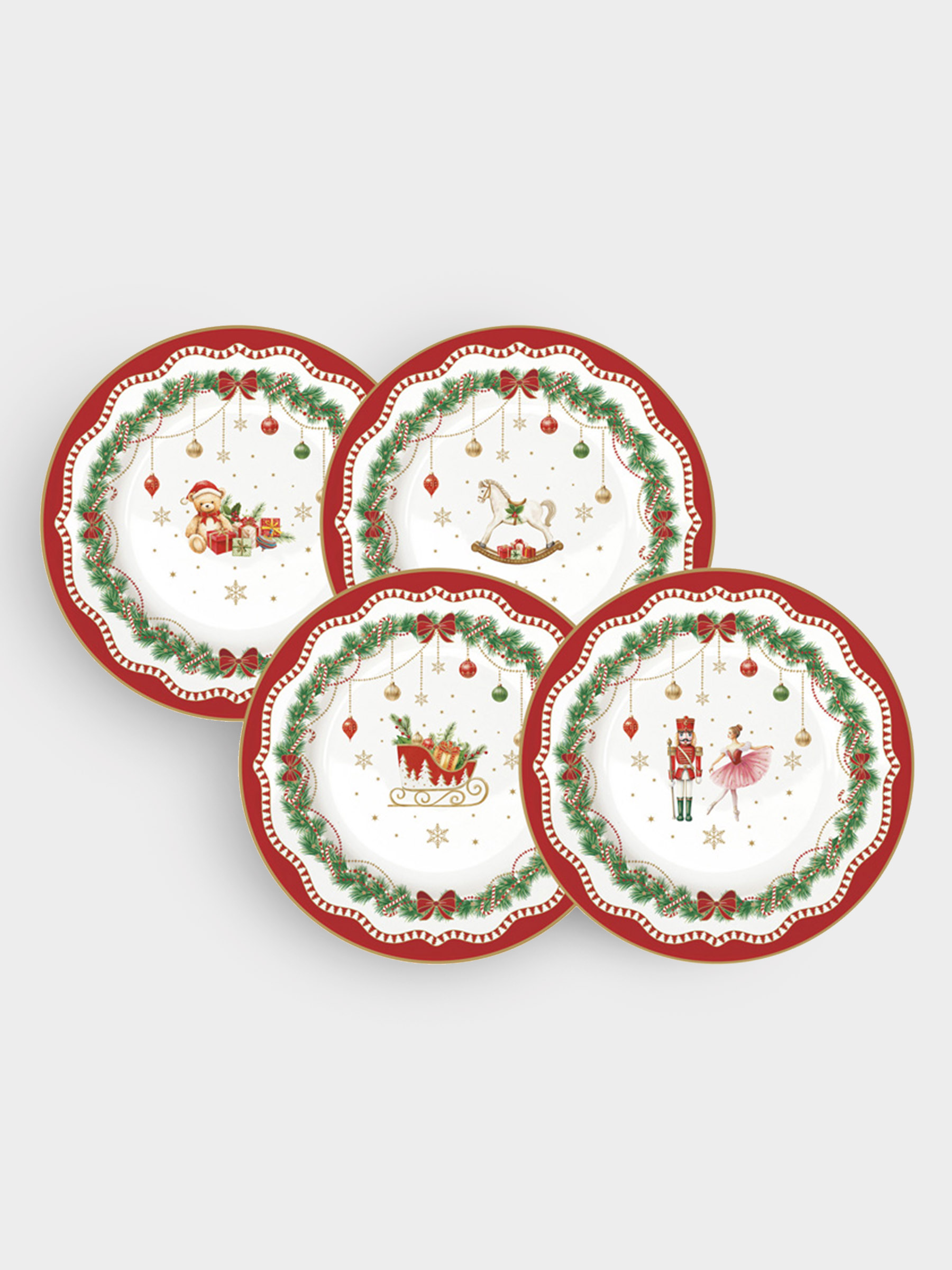 Тарелка десертная, 19 см, 4 шт, фарфор P, белая, Микс, Magie de Noel, image-0