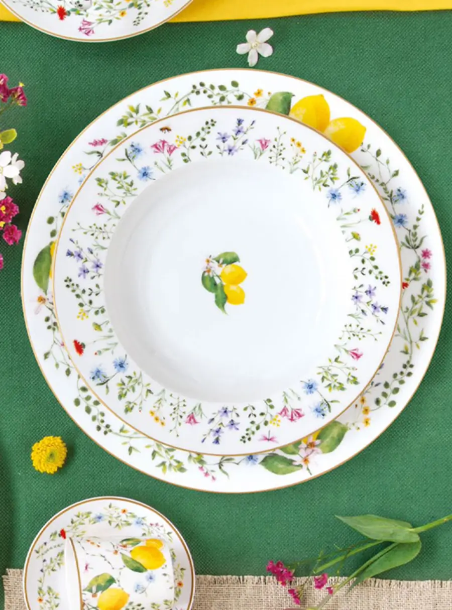 Тарелка суповая, 21,5 см, Цветы и лимоны ,image-3