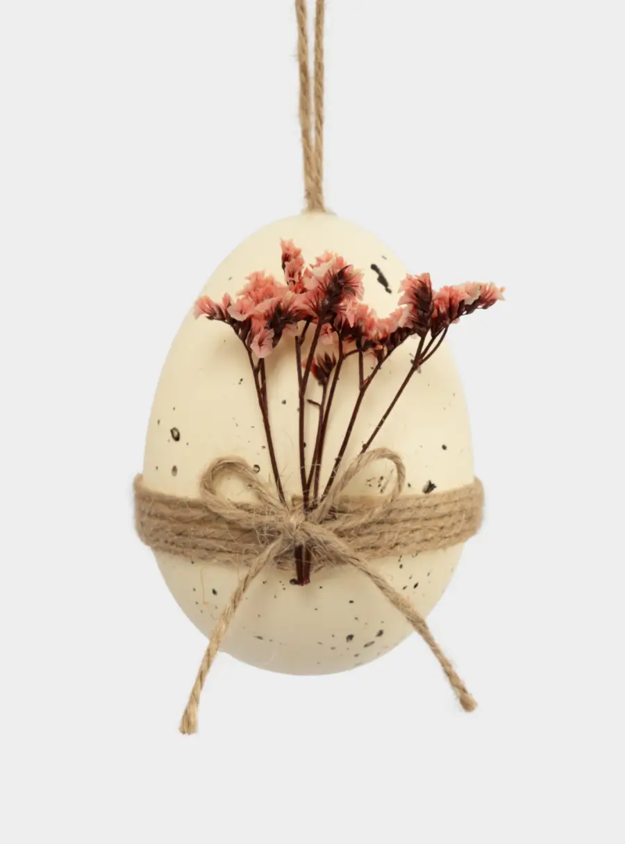 Подвеска, пасхальное яйцо, 9 см, пластик, желтая, Веточки, Interior Easter ,image-1