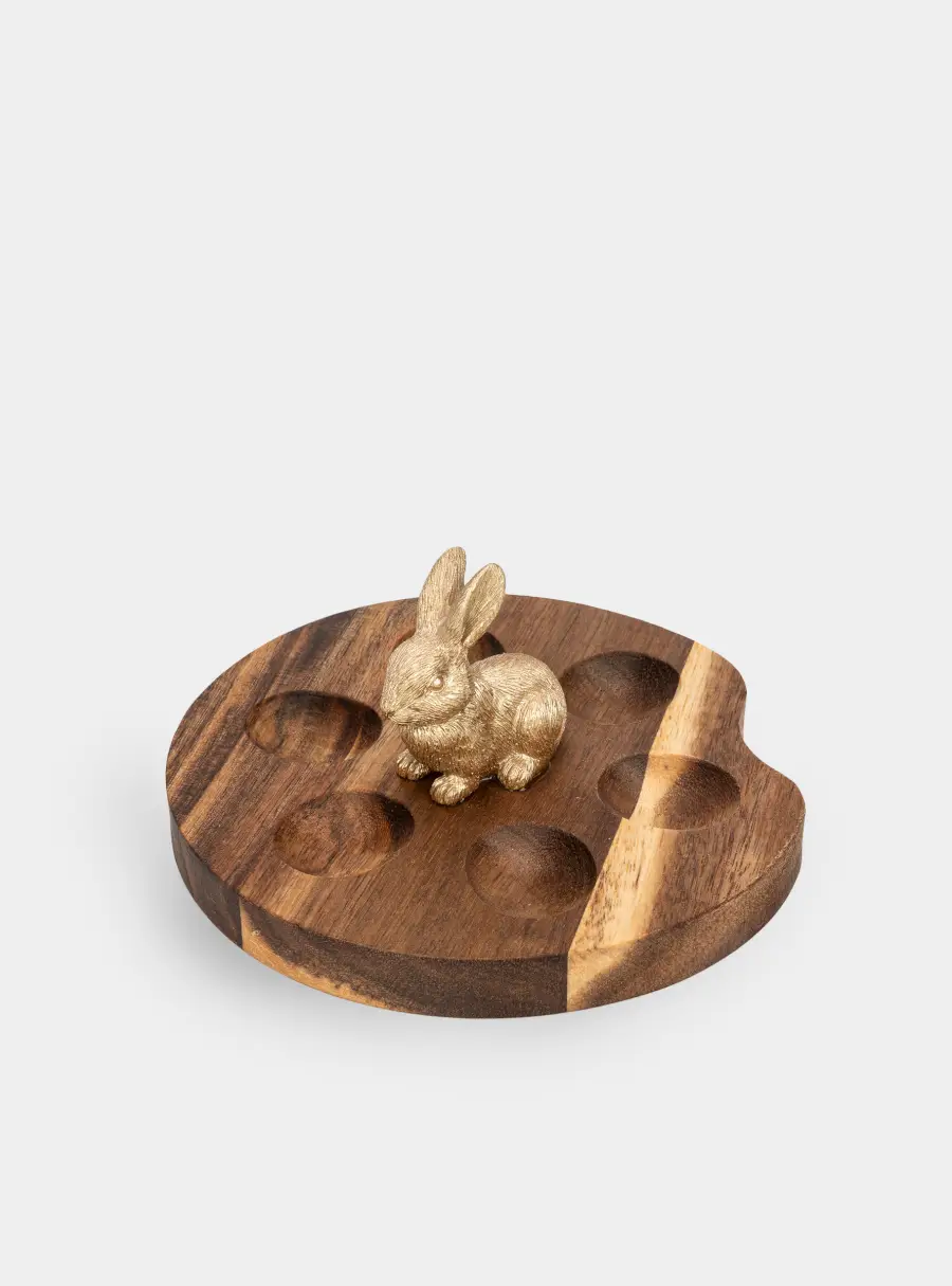 Блюдо пасхальное, 15х6 см, 6 отд, дерево/полирезин, Кролик, Easter ,image-1