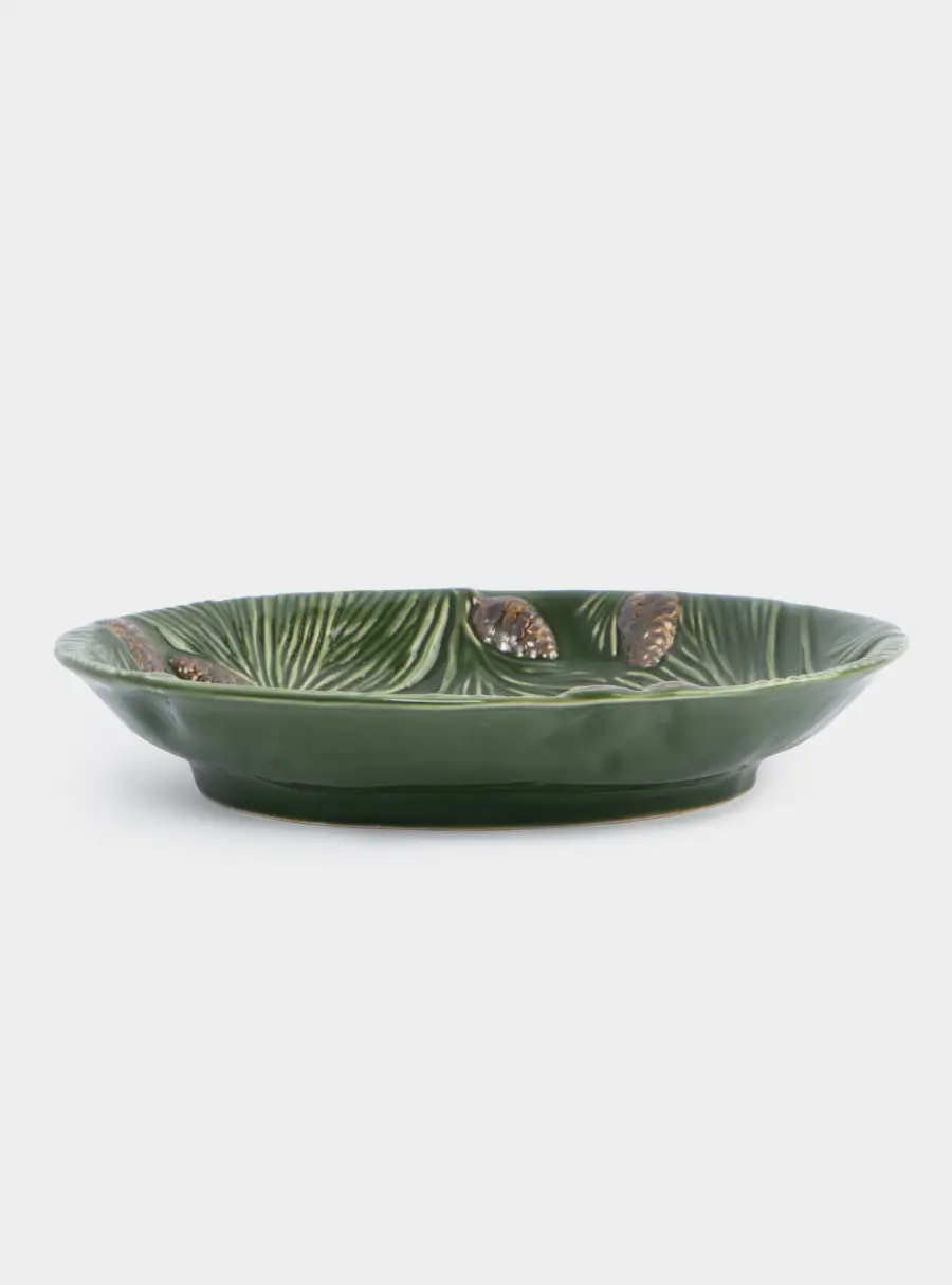 Блюдо глубокое, 26х5 см, керамика, зеленое, Шишки на еловой ветке, Fir branch ,image-4