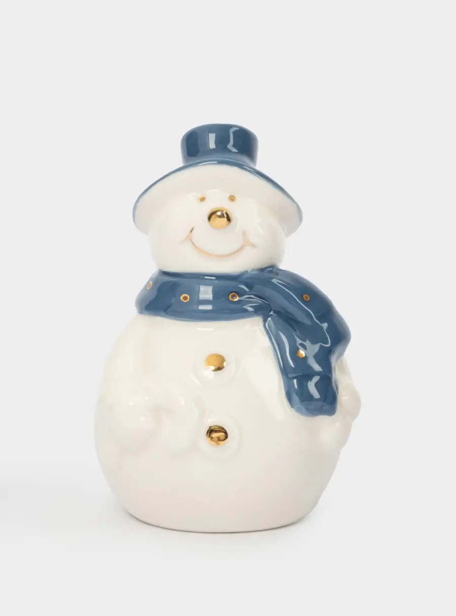 Емкость для соли или перца, 8 см, фарфор P, бело-голубая, Снеговик, Snowfall ,image-0
