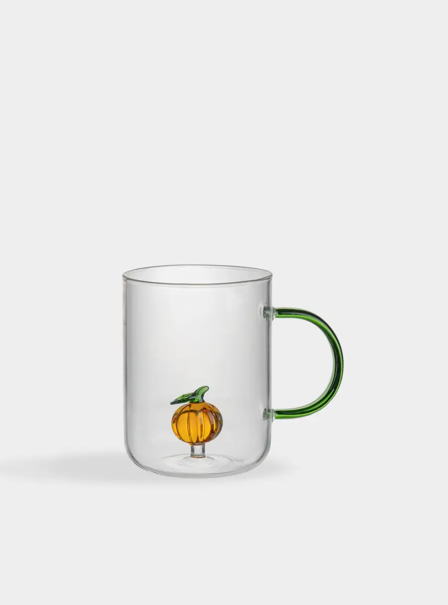 Кружка, 450 мл, стекло Б, зеленая ручка, Тыква, Bright pumpkin ,image-0