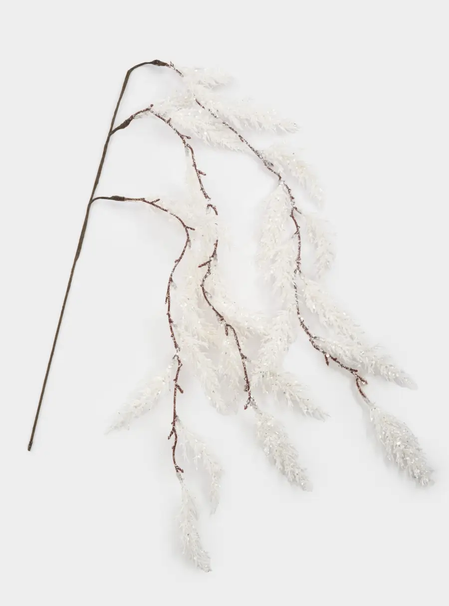 Ветка декоративная, 45 см, пластик/бумага, белая, Заснеженная ветка, Interior silver ,image-0