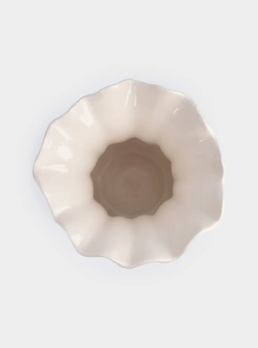 Ваза для цветов, 23 см, керамика, молочная, Волнистый край, Zephyr, image-4