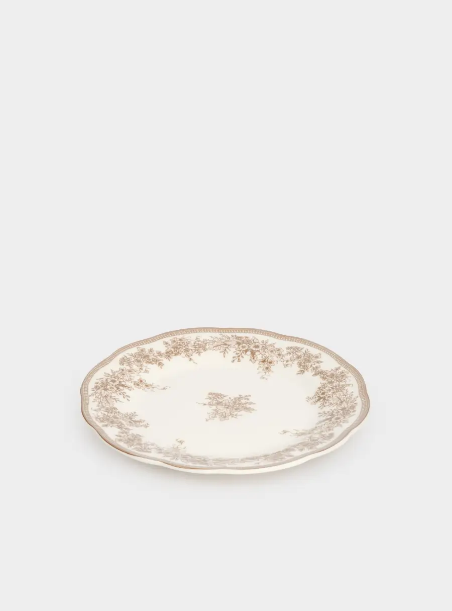 Тарелка закусочная, 19 см, фарфор P, белая, Коричневые цветы, Burgundy ,image-1