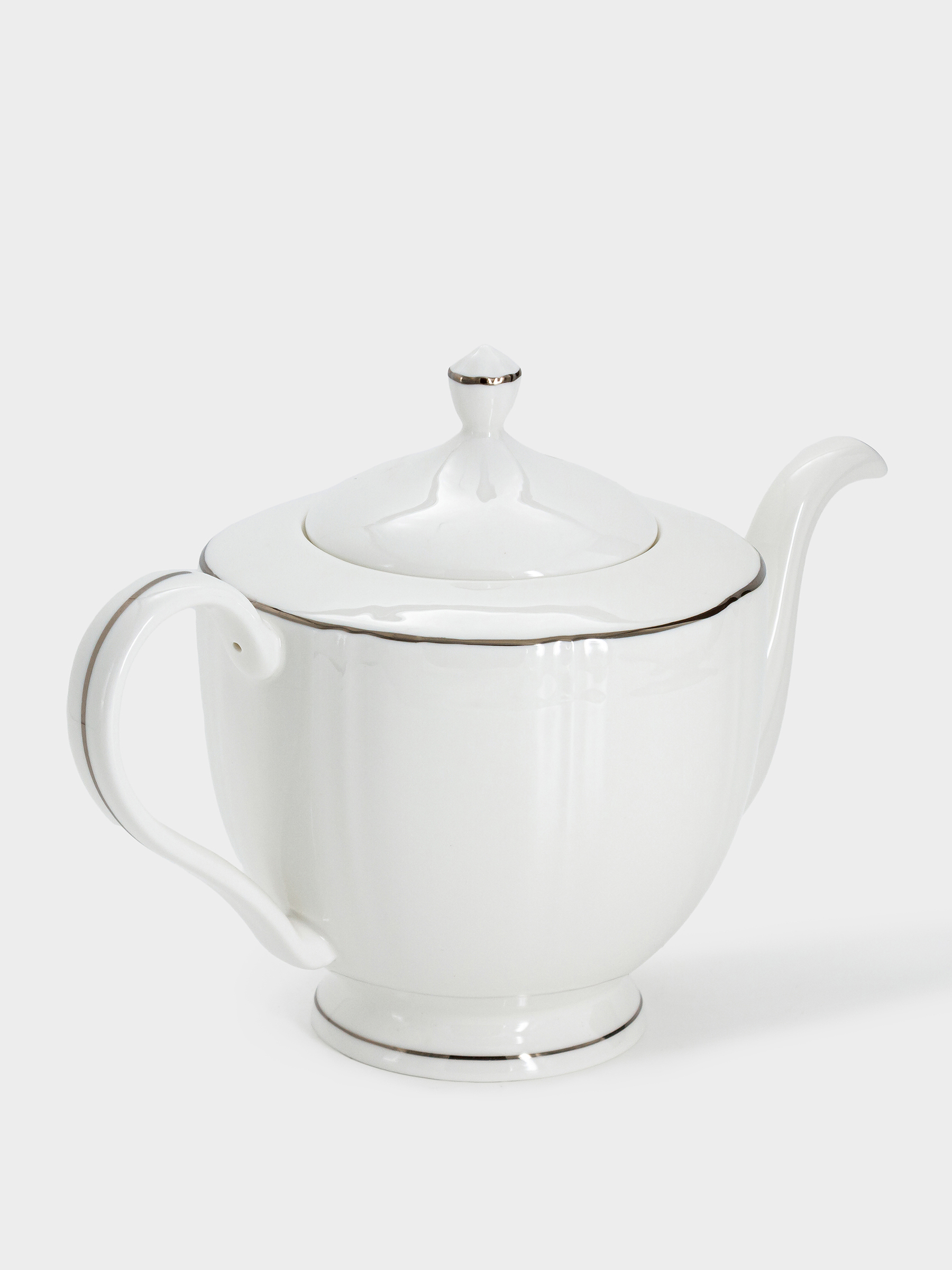 Чайник заварочный, 1,1 л, фарфор F, белый, с серебристым кантом, Lotus silver, image-3