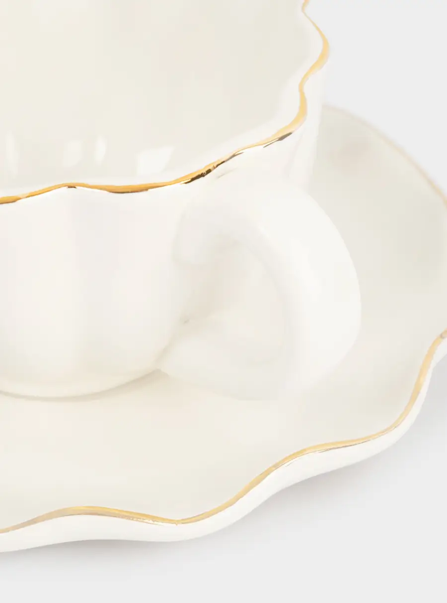 Пара чайная, 1 перс, 2 пр, 370 мл, керамика, с золотистым кантом, Волнистый край, Blossom, image-4