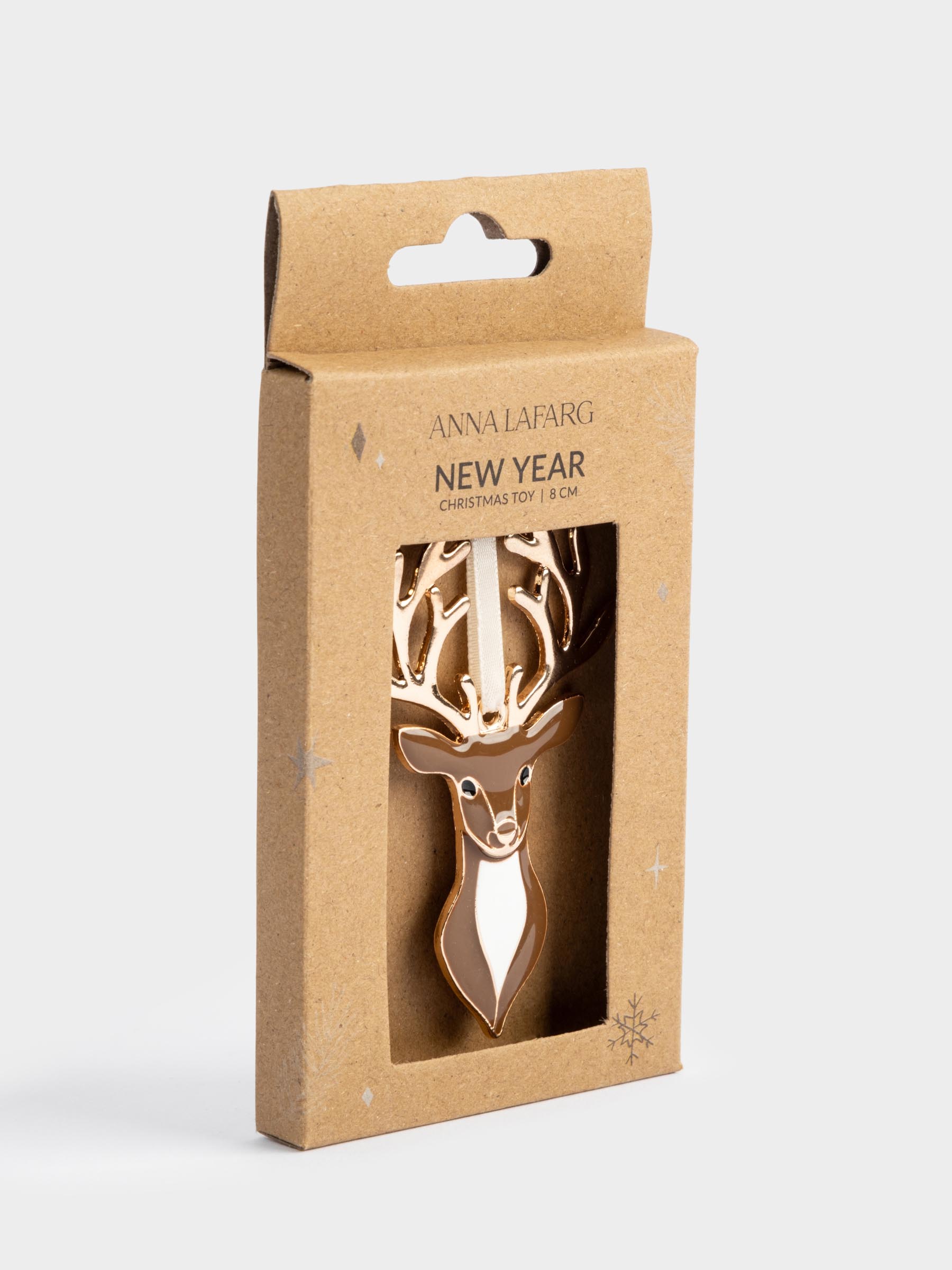 Игрушка елочная, 8 см, металл, коричневая, Олень, New year, image-5