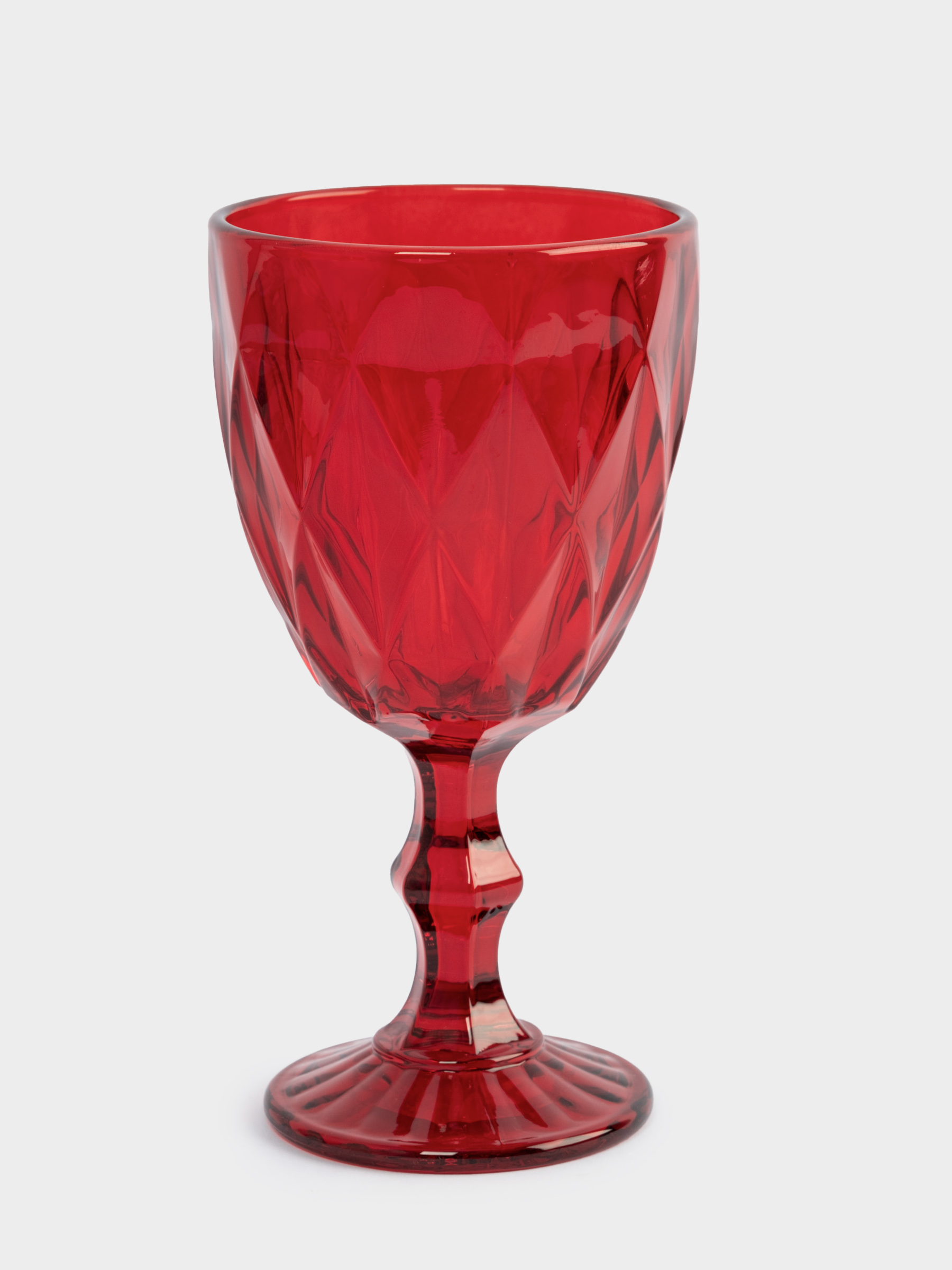 Бокал-кубок для вина, 300 мл, стекло, красный, Diamond color, image-0