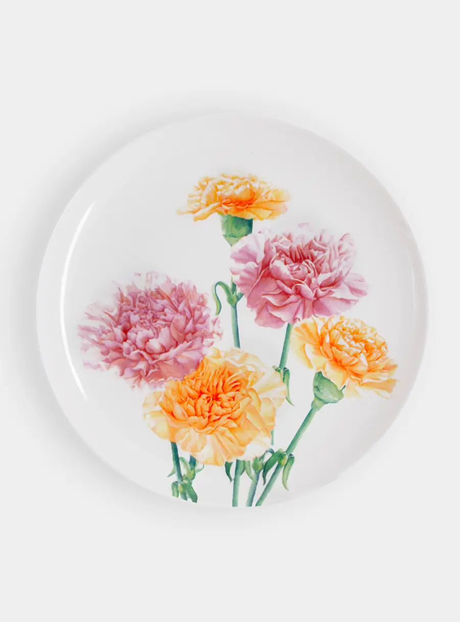 Тарелка, 20см, фарфор FB China, Гвоздики, image-0