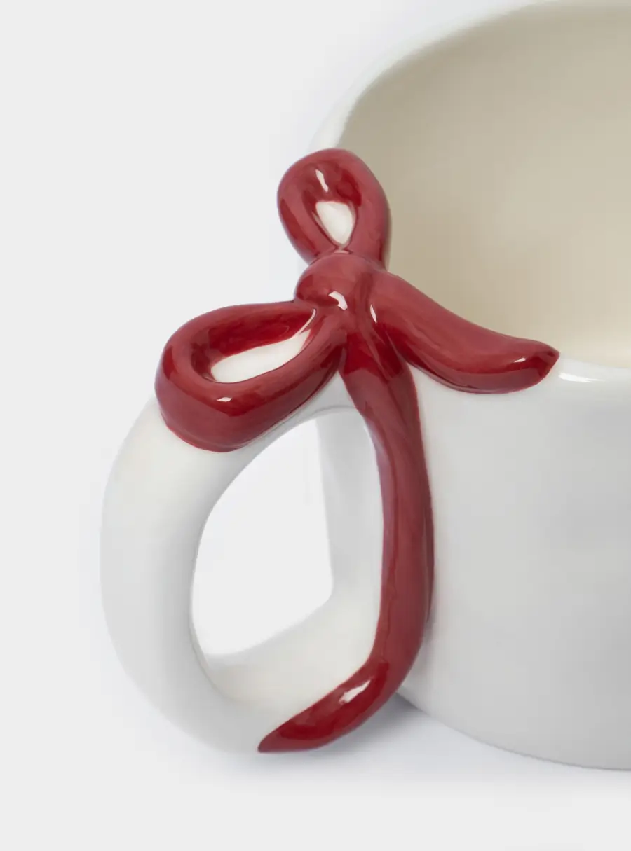 Кружка, 400 мл, керамика, молочно-красная, Бант ,image-2