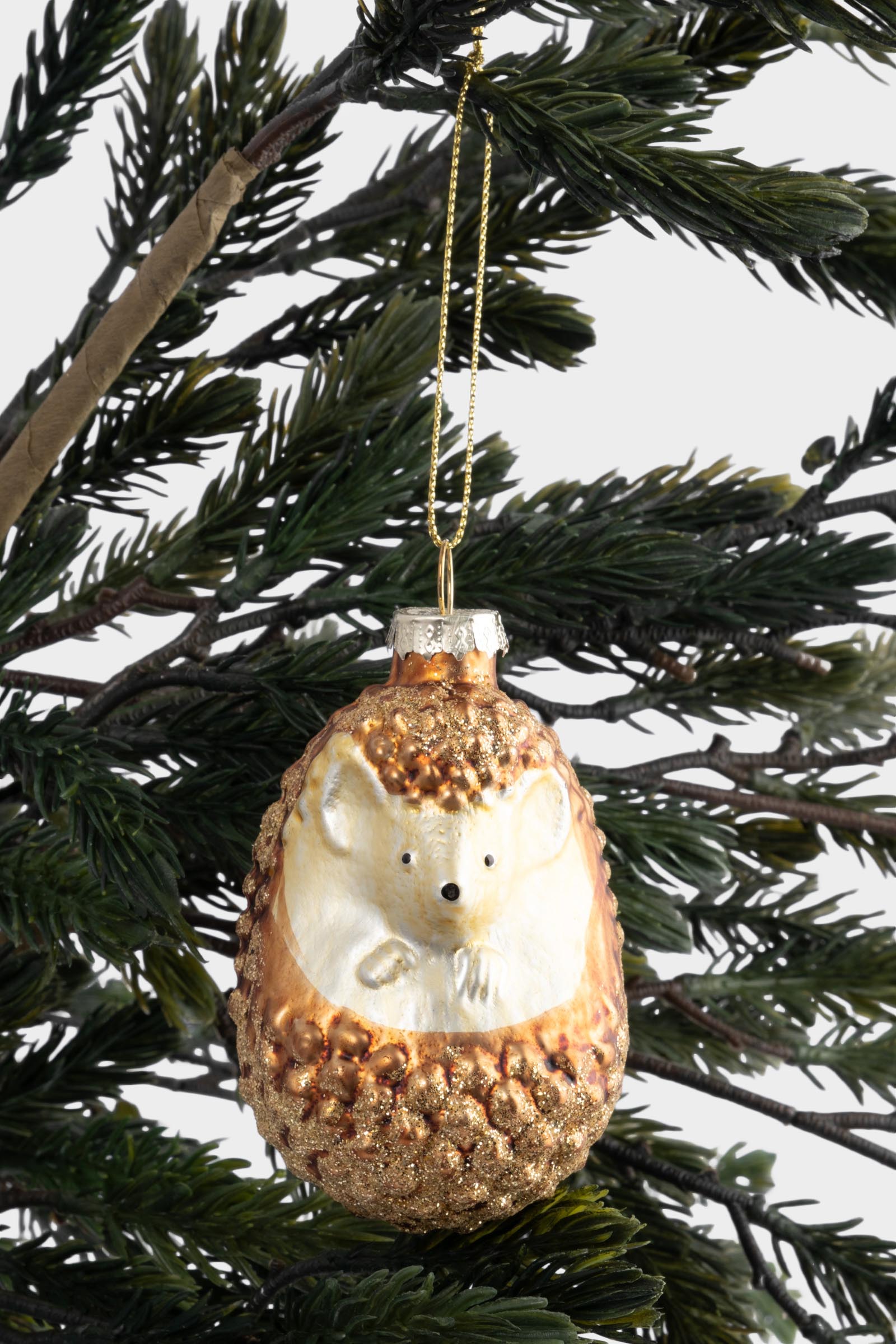 Игрушка елочная, 6x9 см, стекло, коричневый, Ежик, New year, image-4