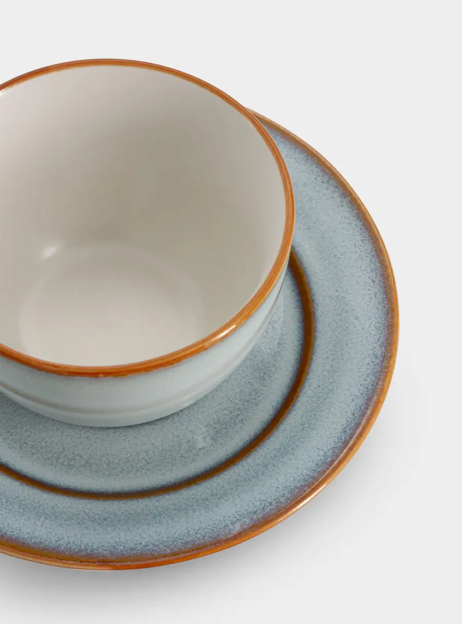 Пара чайная, 1 перс, 2 пр, 220 мл, керамика, серо-бежевая, с коричневым кантом, Mandala, image-4