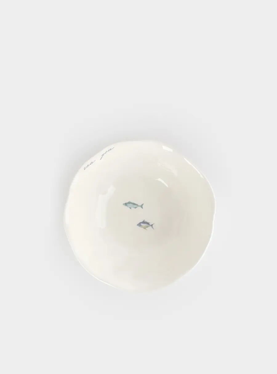 Салатник, 21х8 см, 1 л, керамика, белый, Рыбки, Sea world ,image-3