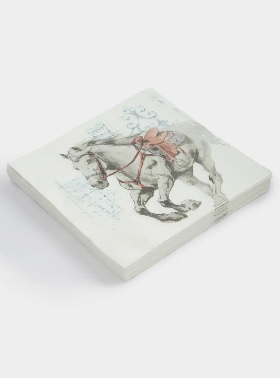 Салфетки бумажные, 33х33 см, 20 шт, квадратные, белые, Конь, White horse ,image-2