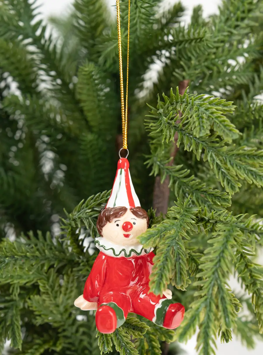 Игрушка елочная, 9 см, керамика D, красная, Клоун, Fairytale, image-4