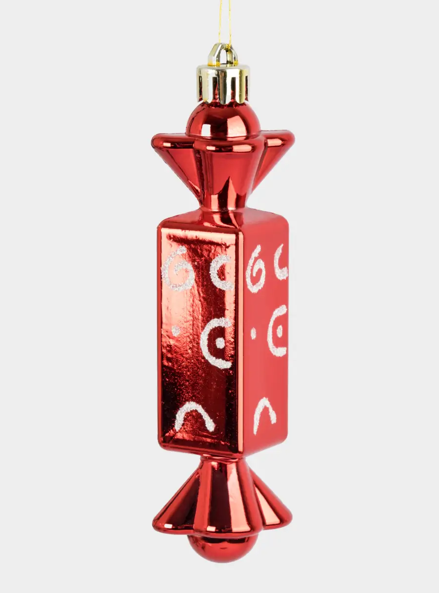 Игрушка елочная, 2 шт, 3х12 см, пластик, красная, Конфеты, New year ,image-3