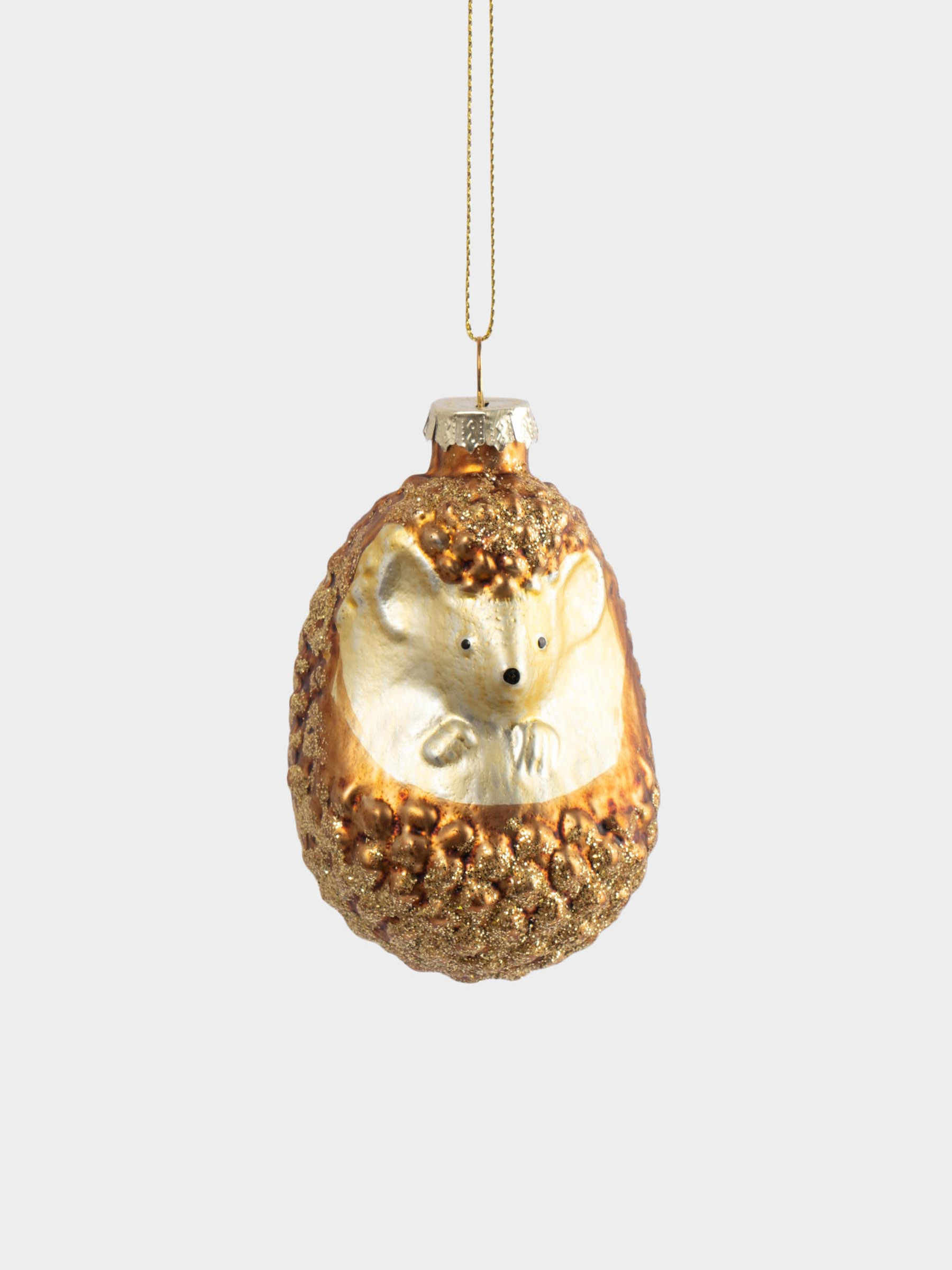 Игрушка елочная, 6x9 см, стекло, коричневый, Ежик, New year, image-0