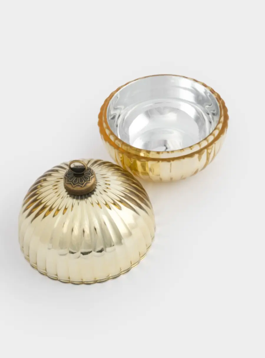 Емкость для хранения, 13х11 см, 180 мл, стекло/металл, шампань, Шар, Сhristmas time ,image-3