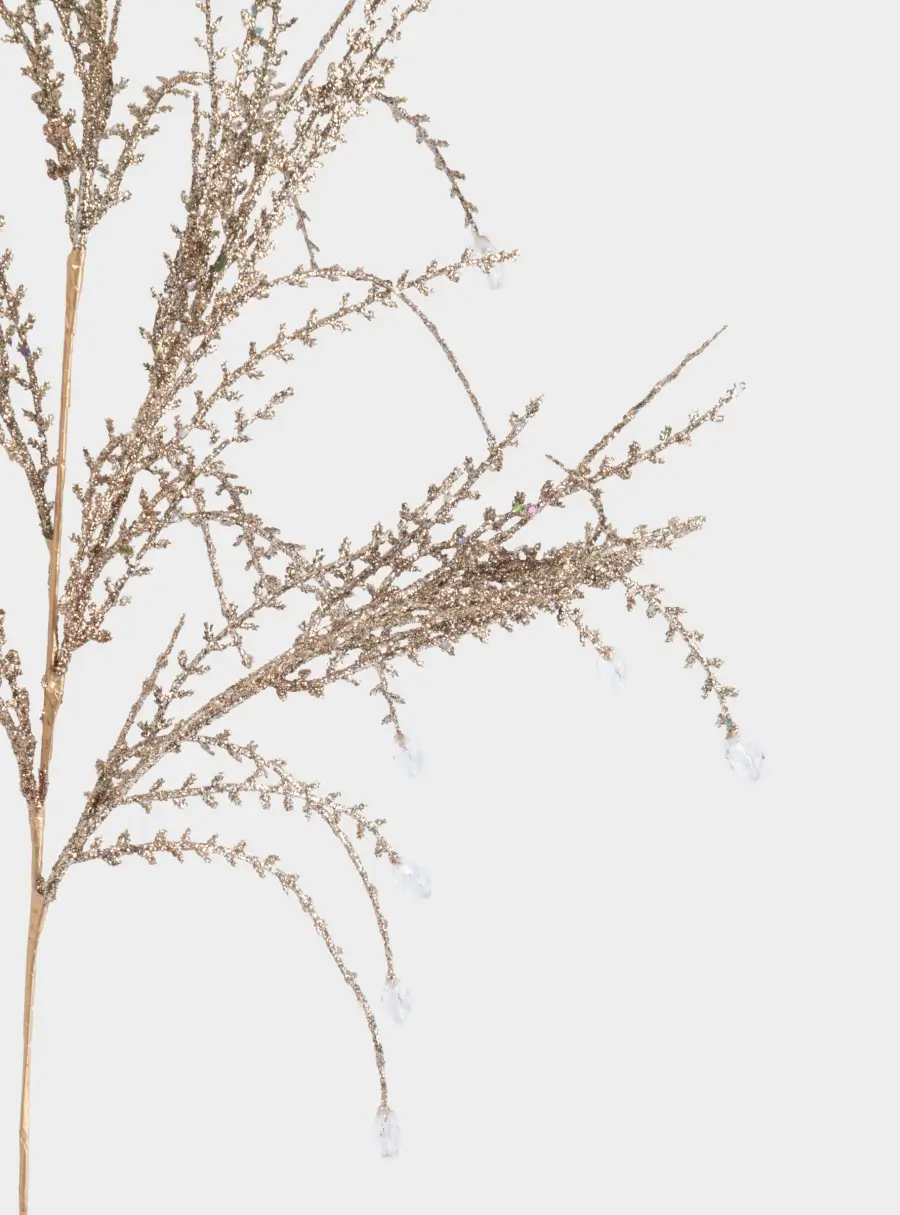 Ветка декоративная, 75 см, пластик/металл, золотистая, Ветка с кристаллами, Interior gold ,image-2