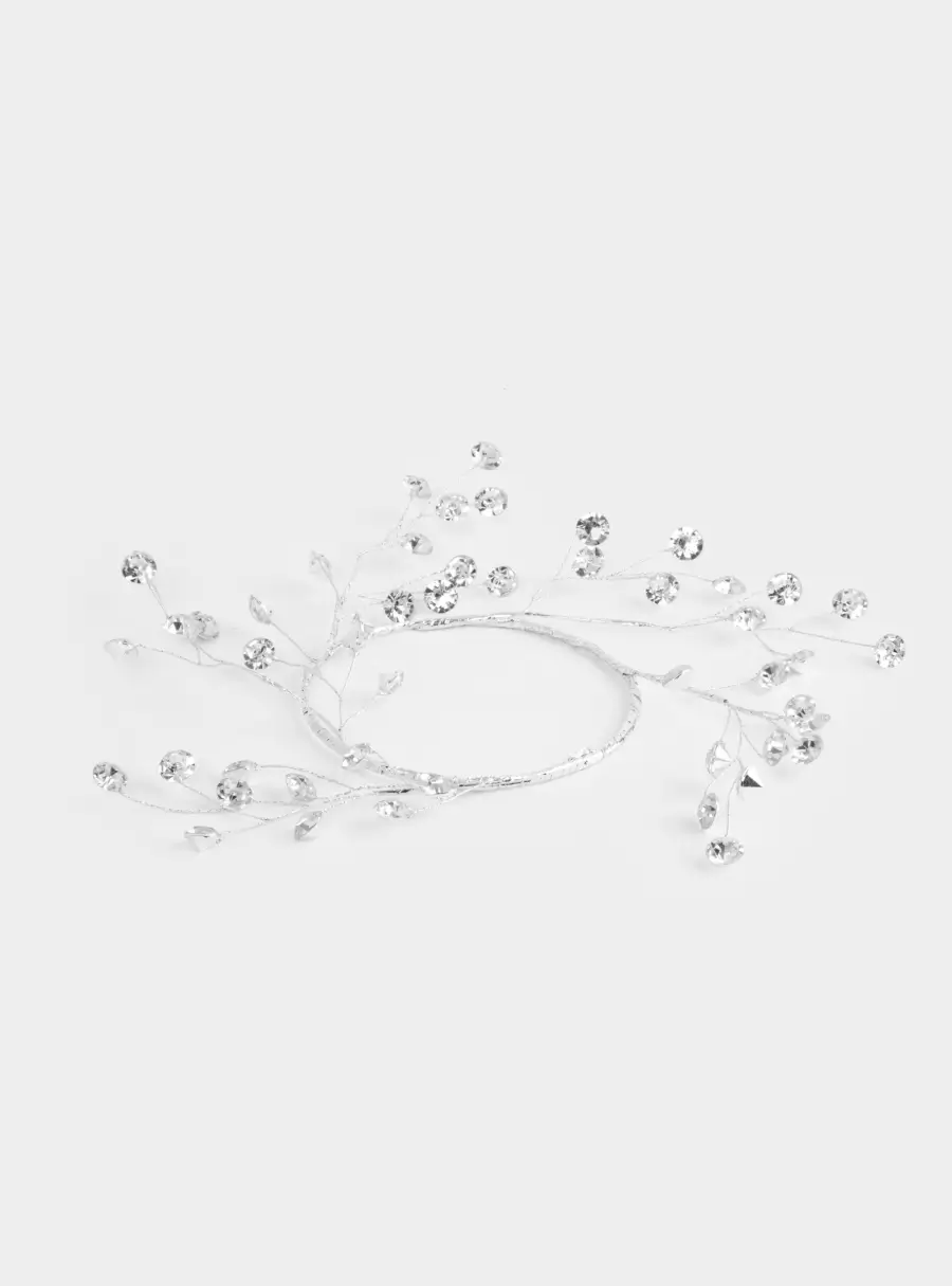 Венок декоративный, 10х20 см, для чайной свечи, акрил/металл, серебристый, Кристаллы, Event ,image-1