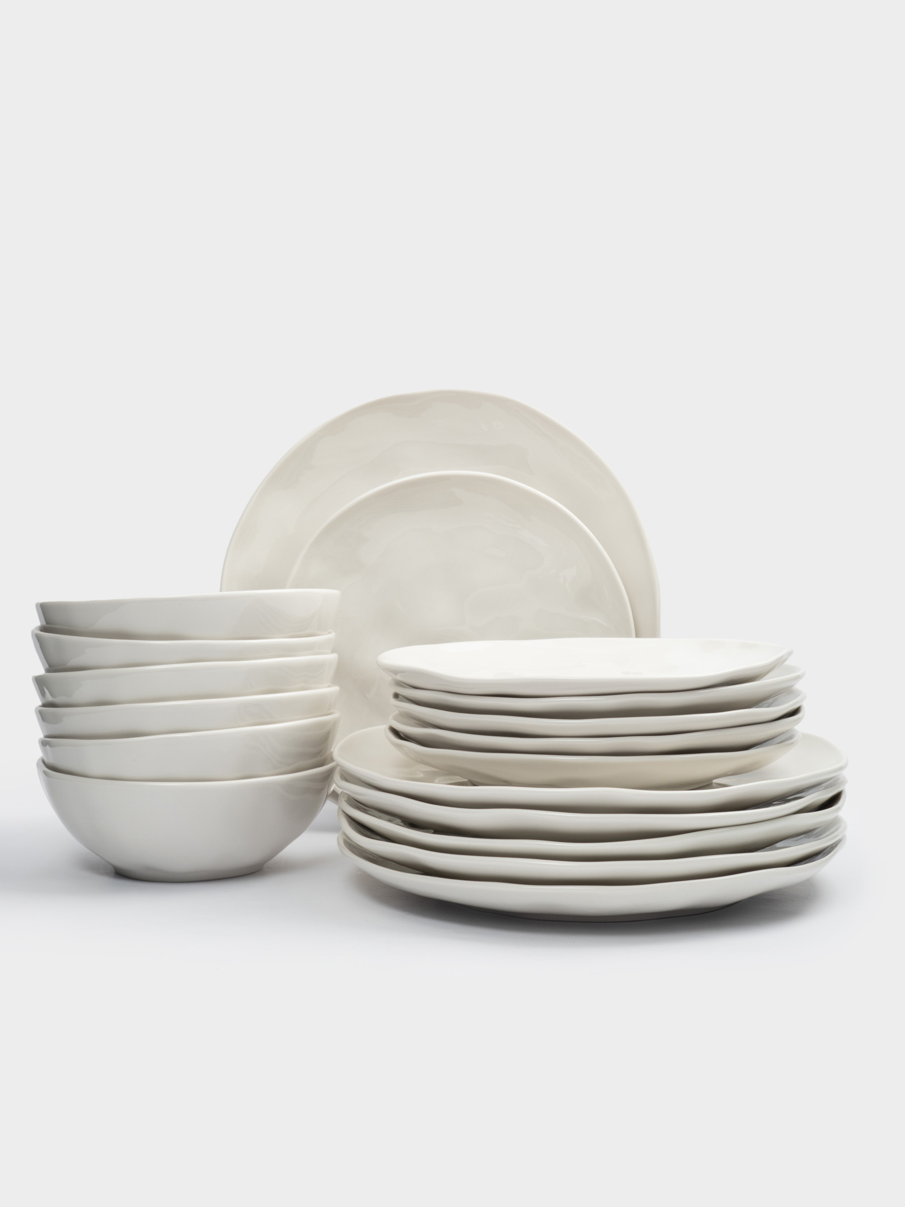 Сервиз обеденный, 6 перс, 18 пр, фарфор P, белый, Мятый эффект, Barkhan, image-1