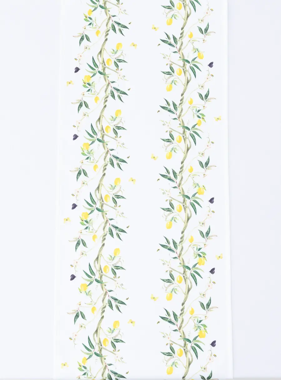 Дорожка настольная, 40х160 см, полиэстер, белая, Лимоны на ветках, Lemon branch ,image-3