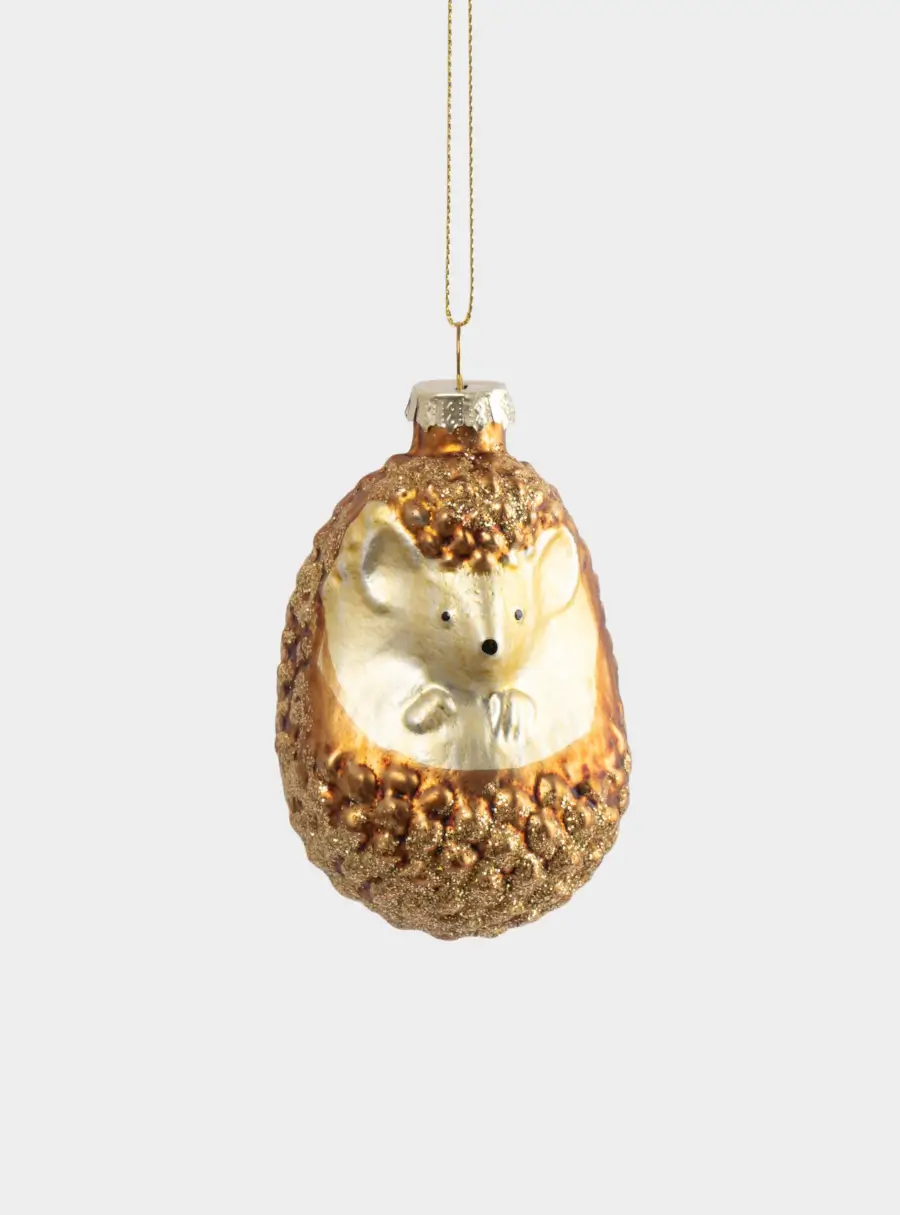 Игрушка елочная, 6x9 см, стекло, коричневый, Ежик, New year