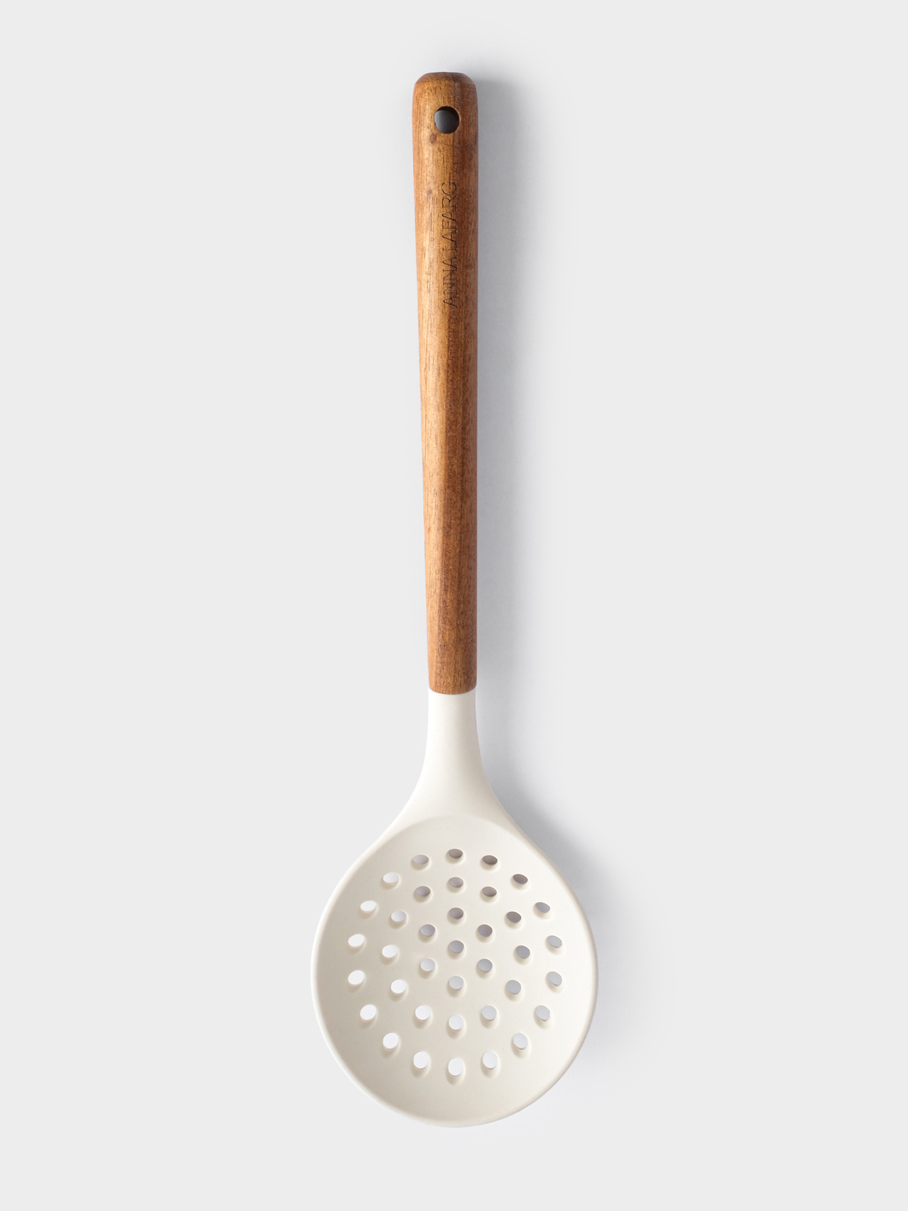 Шумовка, 33 см, силикон/дерево, молочный, Wenge, image-0