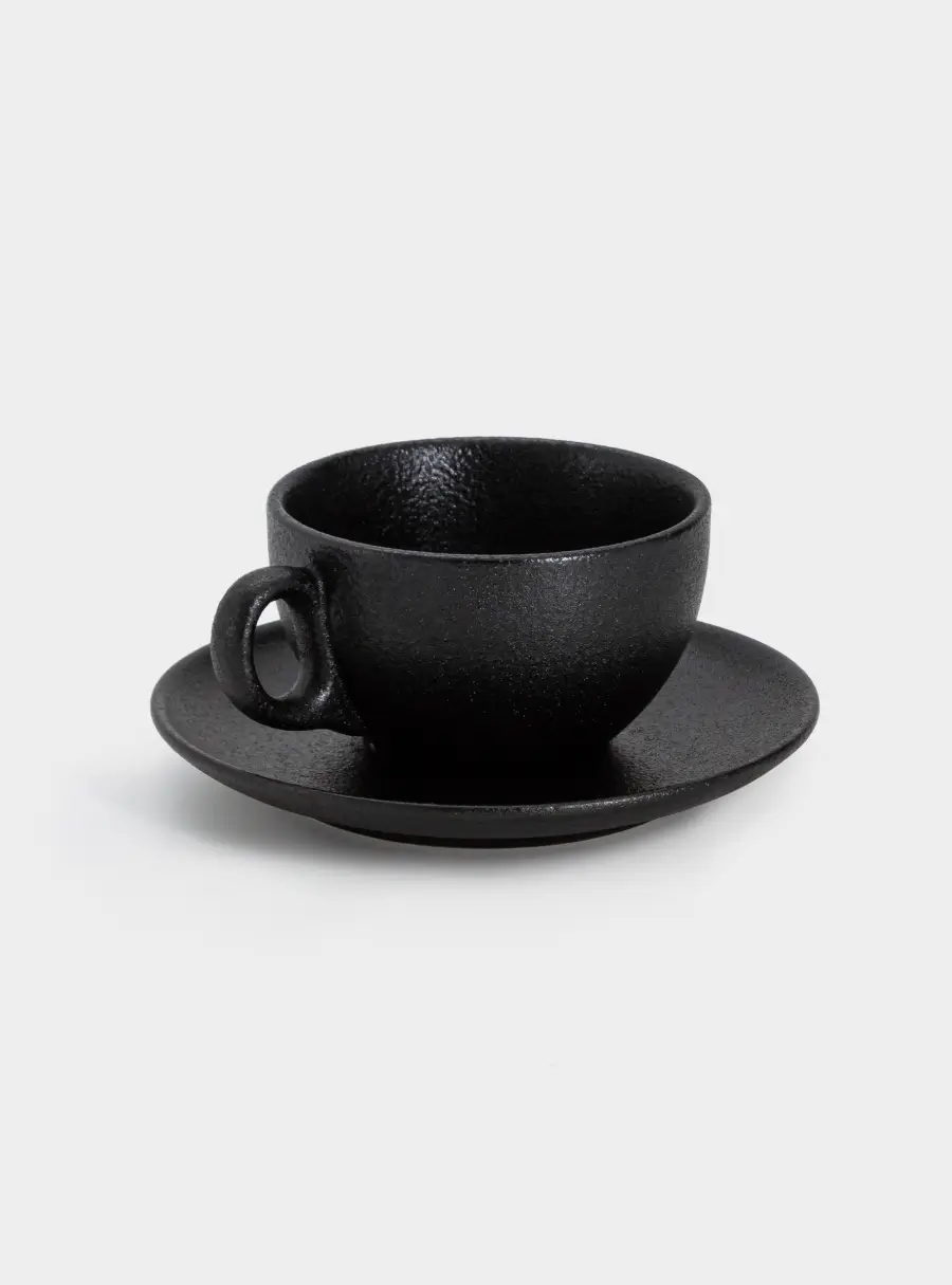 Чашка с блюдцем, 250 мл, чёрная, Икра, image-1