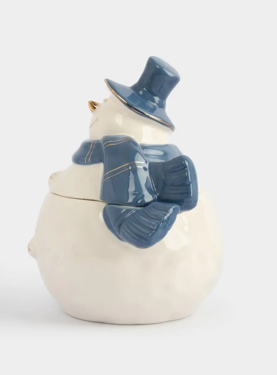 Емкость для хранения, 19 см, фарфор P, бело-голубая, Снеговик, Snowfall ,image-1