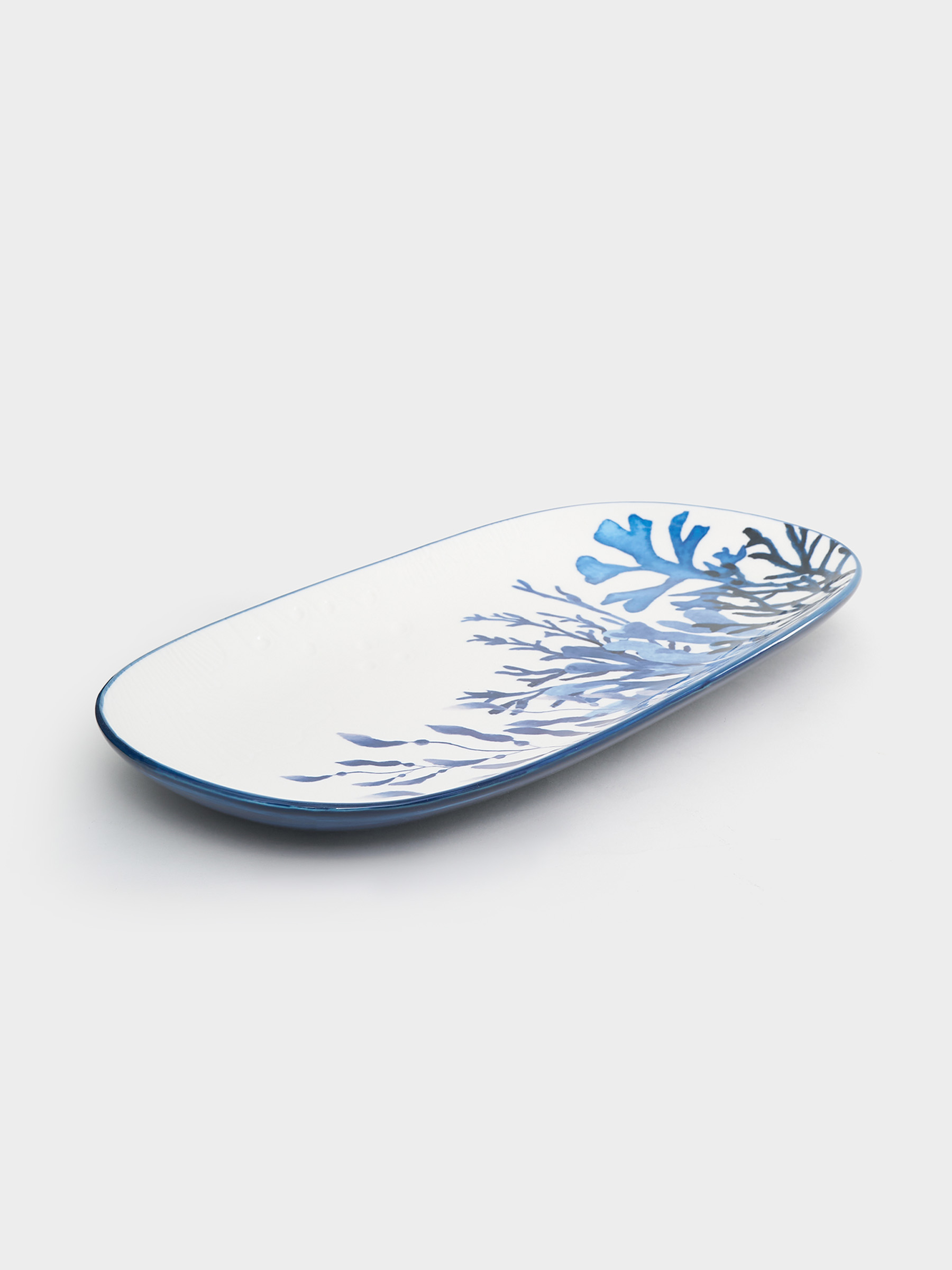 Набор, 2 пр, блюдо/салатник, керамика К, белое/синий, Синие кораллы, Blue Coral, image-1