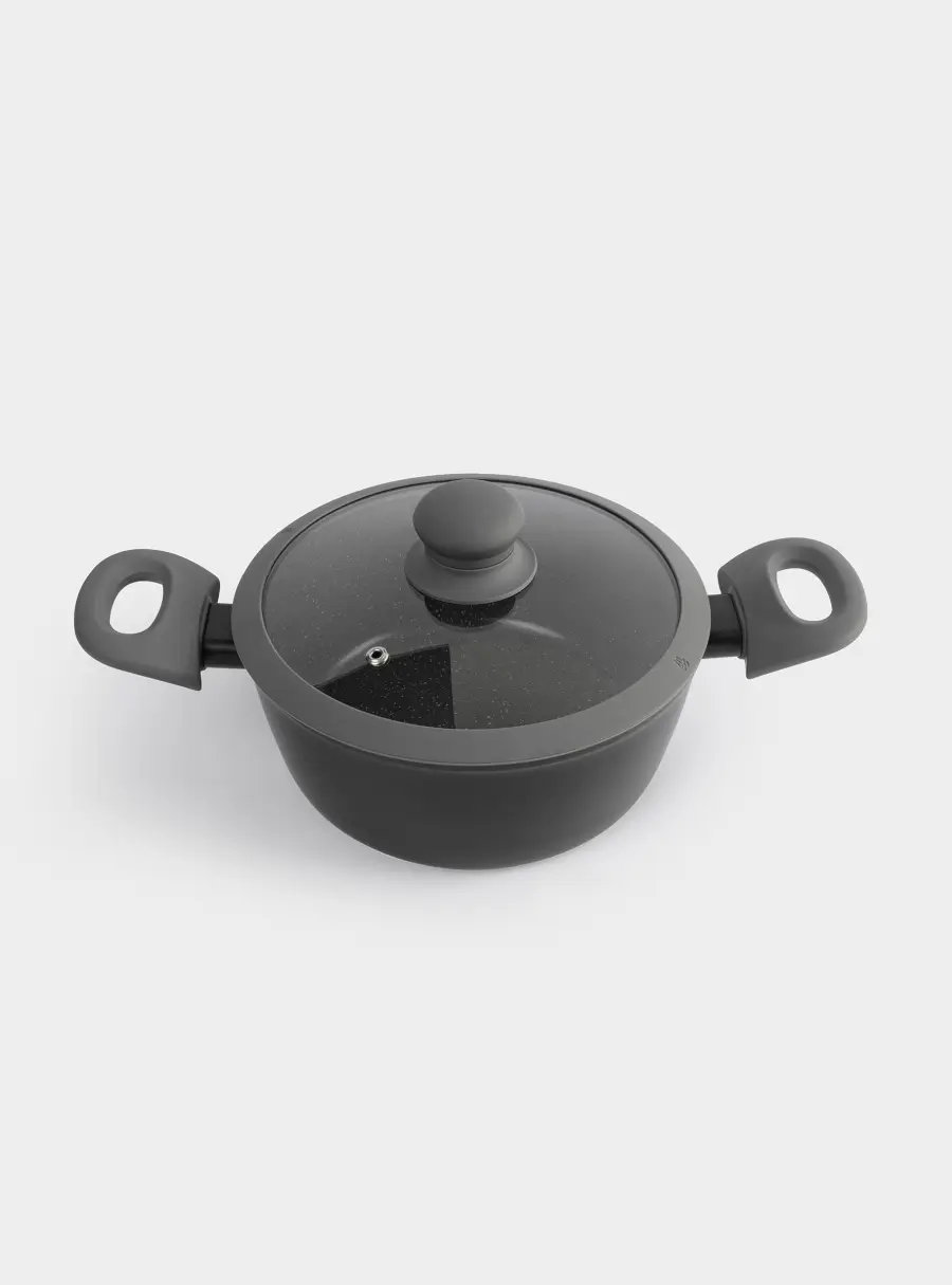 Кастрюля, 20 см, 2,3 л, с крышкой, с покрытием, алюминий, серо-черная, Robust ,image-1