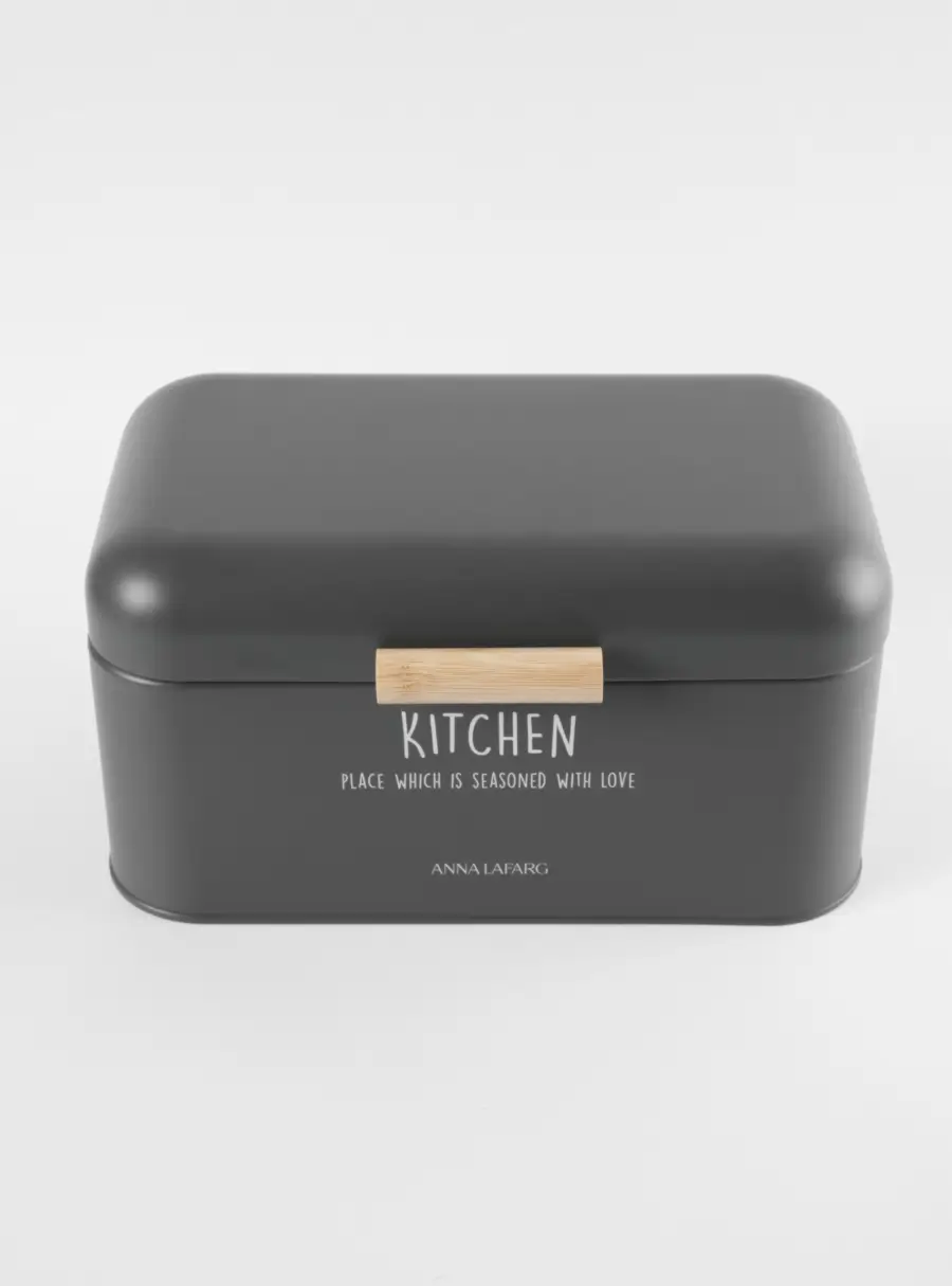 Хлебница, 30х17х18 см, металл/дерево, прямоугольная, графитовая, Local ,image-1