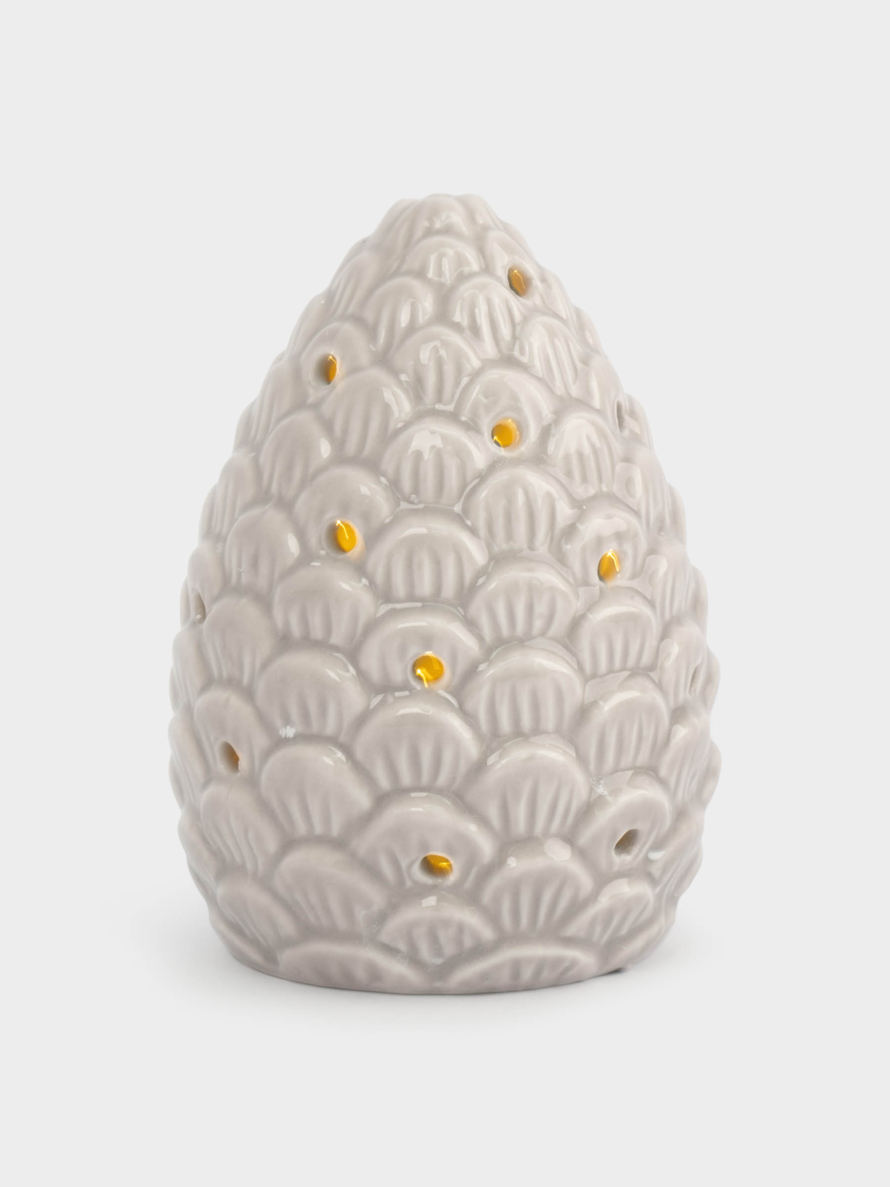 Статуэтка, 11 см, с подсветкой, фарфор P, бежево-молочная, Шишка, Pinecone, image-1