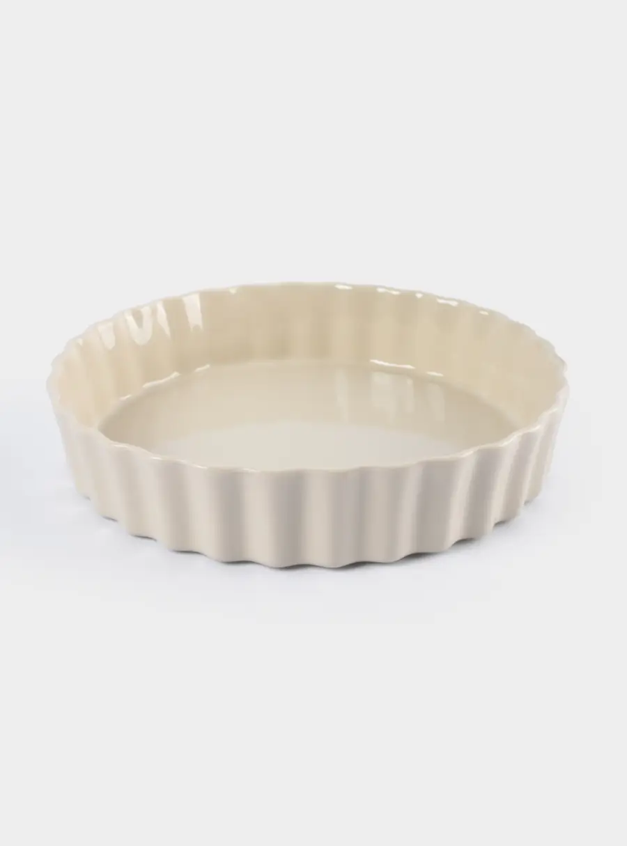 Форма для запекания, 25 см, керамика, круглая, бежевая, Ребристый край, Bagel ,image-1