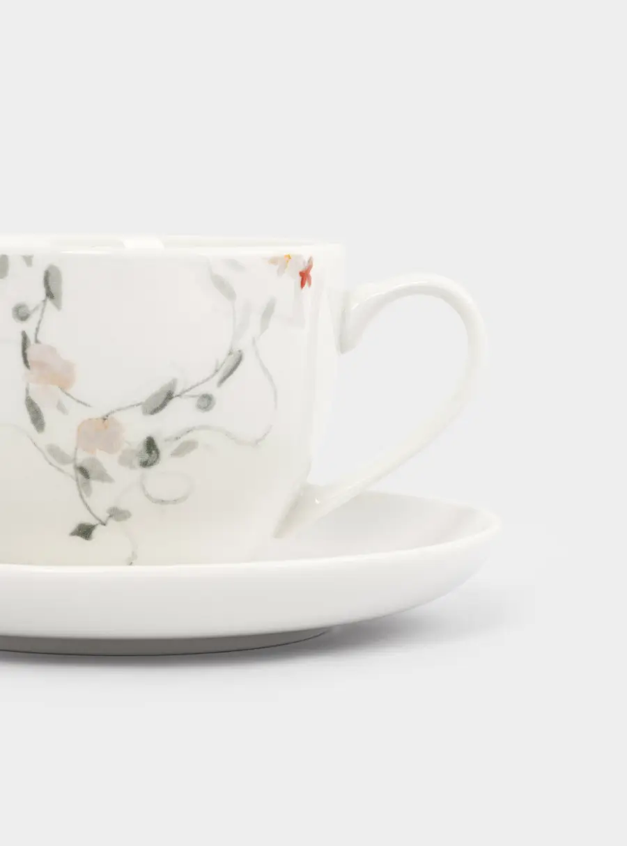 Пара чайная, 6 перс, 12 пр, 220 мл, фарфор N, белая, Цветы и листья, Primrose, image-4