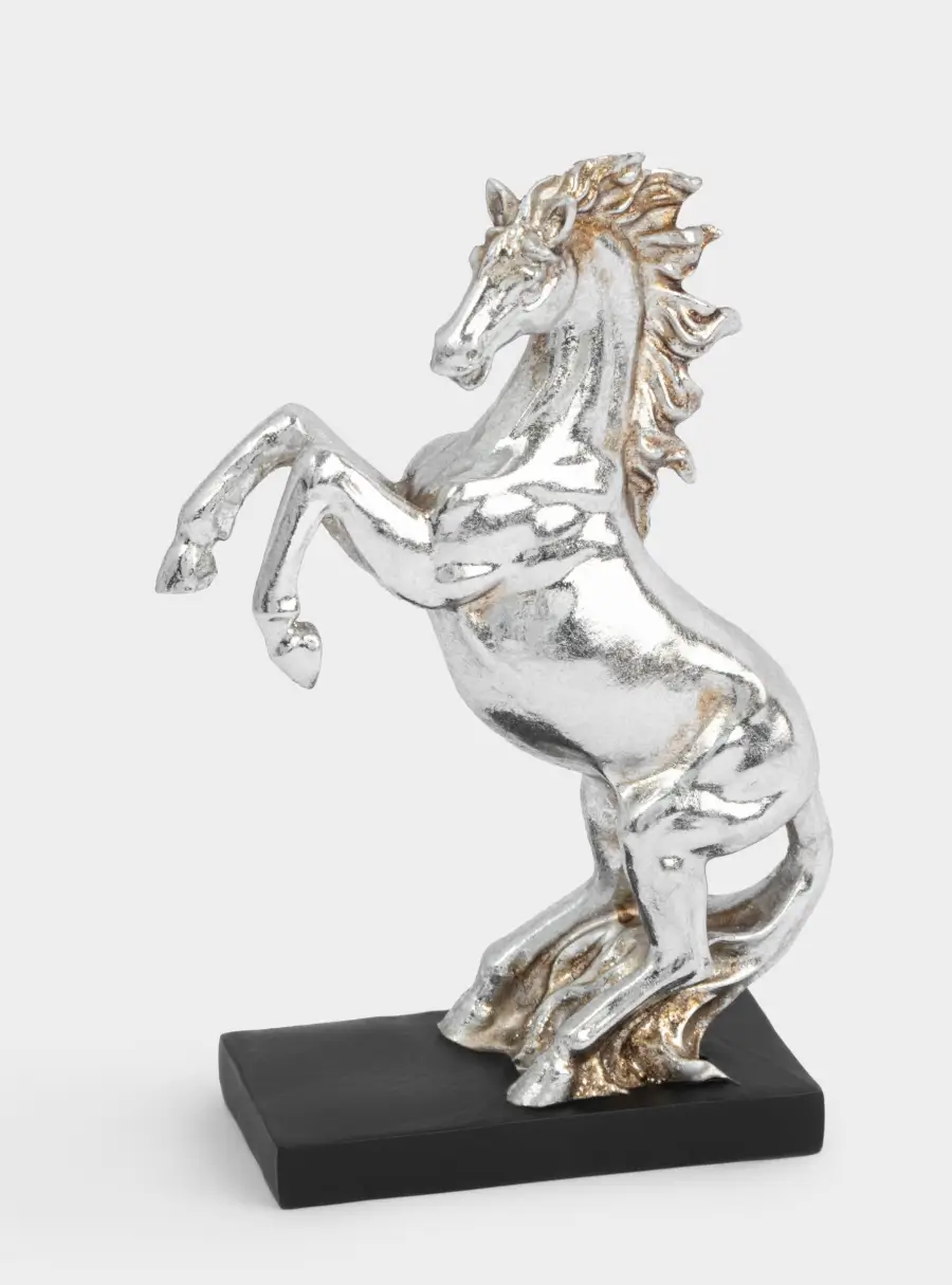 Статуэтка, 15 см, полирезин, серебристая, Конь на дыбах, Horse