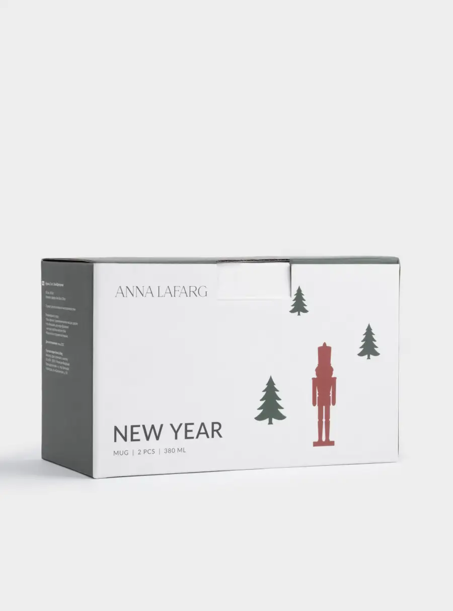 Кружка, 380 мл, 2 шт, фарфор N, зеленая/бордовая, Елка/Щелкунчик, New year, image-6