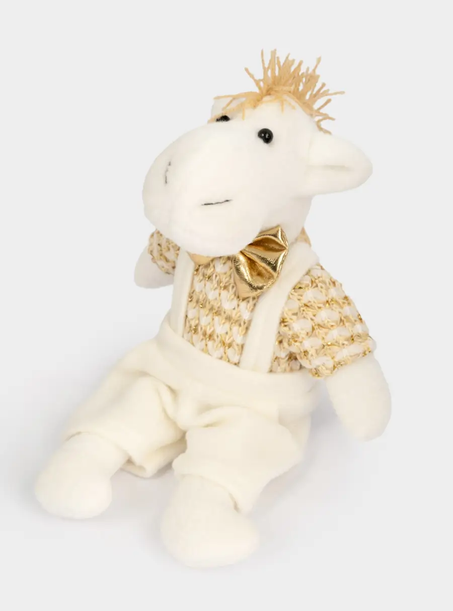 Игрушка, 23 см, мягкая, полиэстер, бело-золотистая, Конь в комбинезоне, New year, image-4