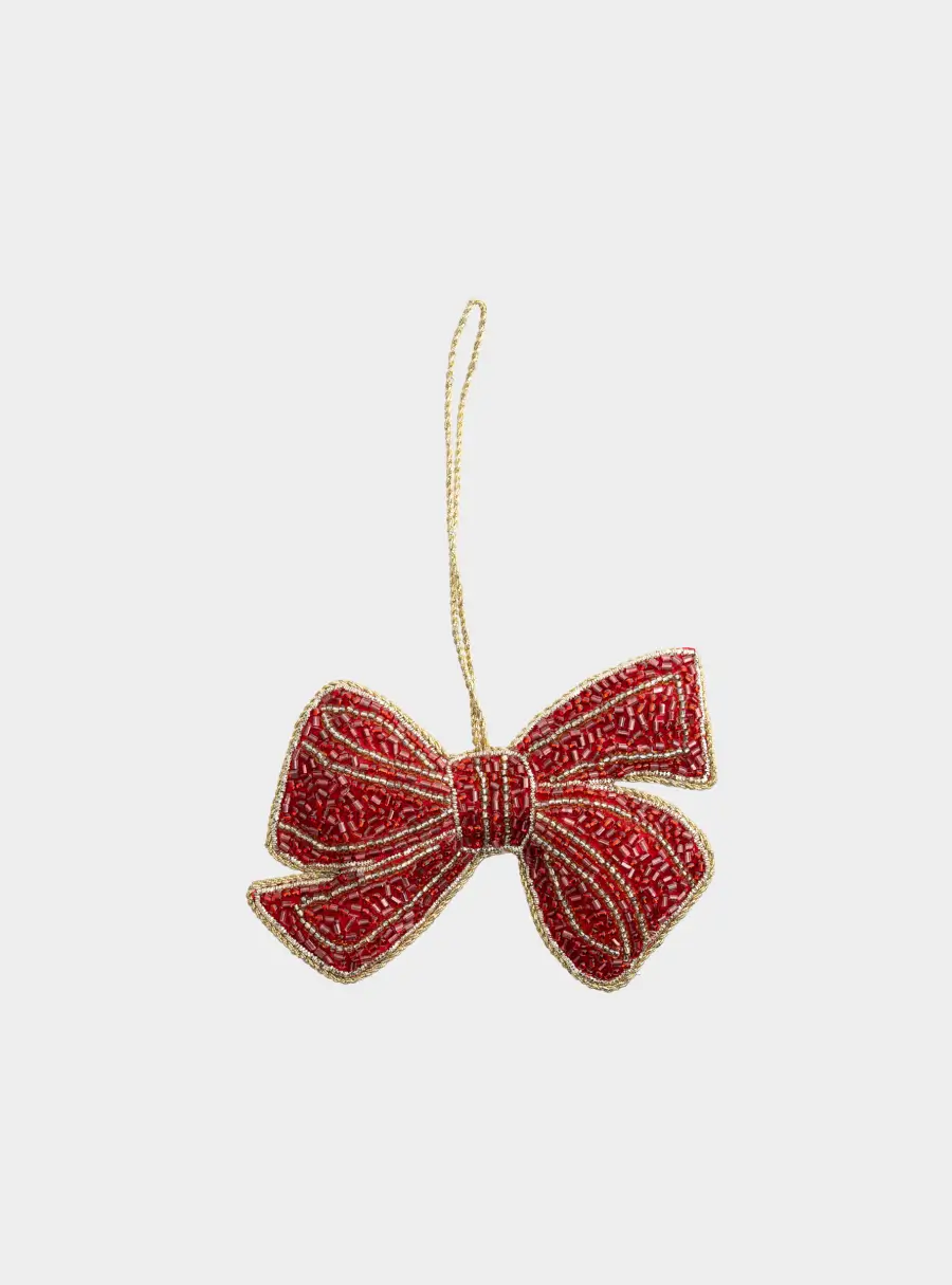 Игрушка елочная, 10,5x7 см, бисер/полиэстер, красная, Бант, New Year ,image-1