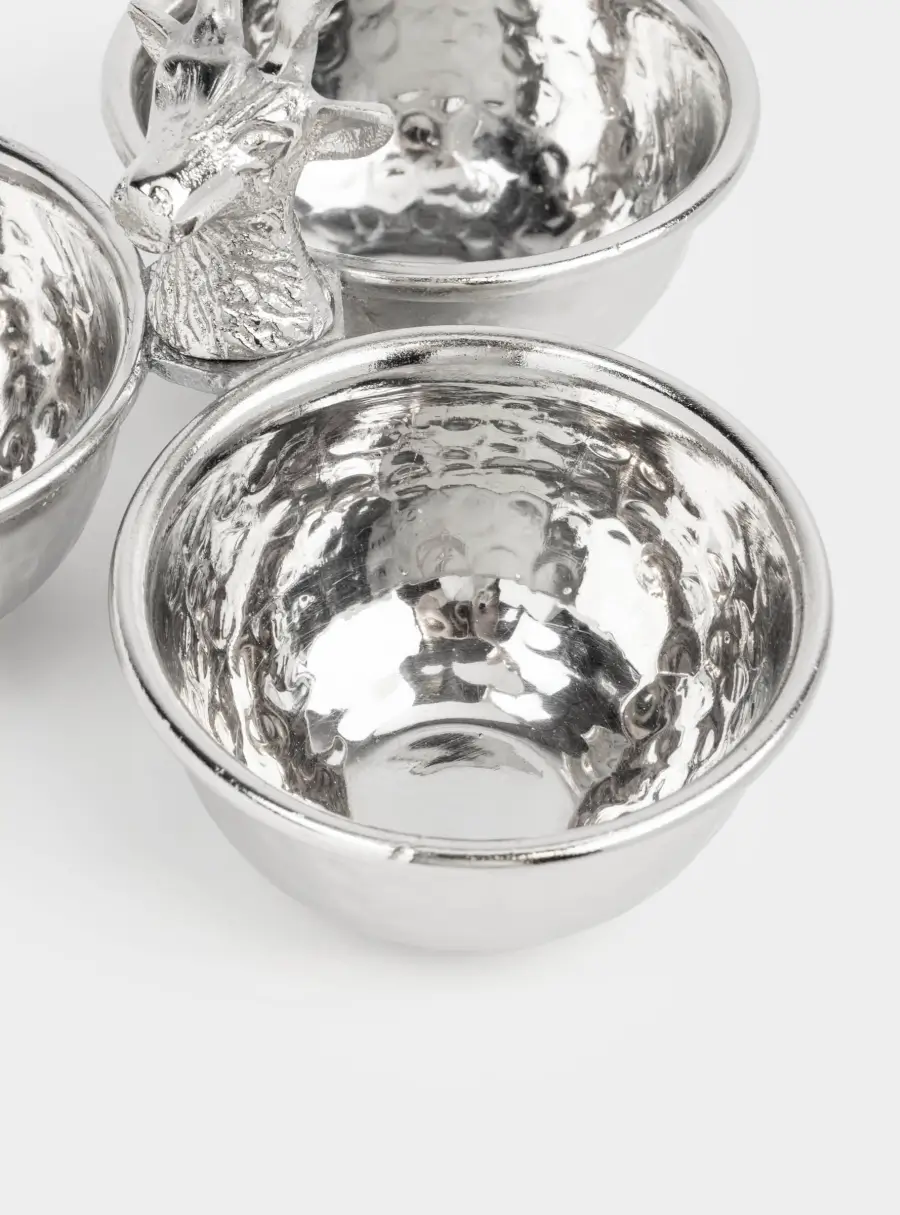 Менажница, с декором, 23х17 см, 3 отд, с ручкой, металл, серебристая, Олень, Maral grey, image-5