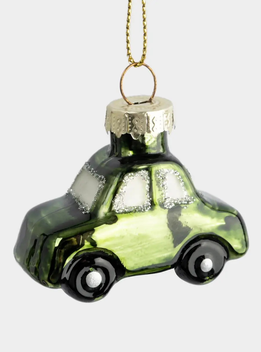 Игрушка елочная, 5 см, стекло, зеленая, Машинка, New year, image-3